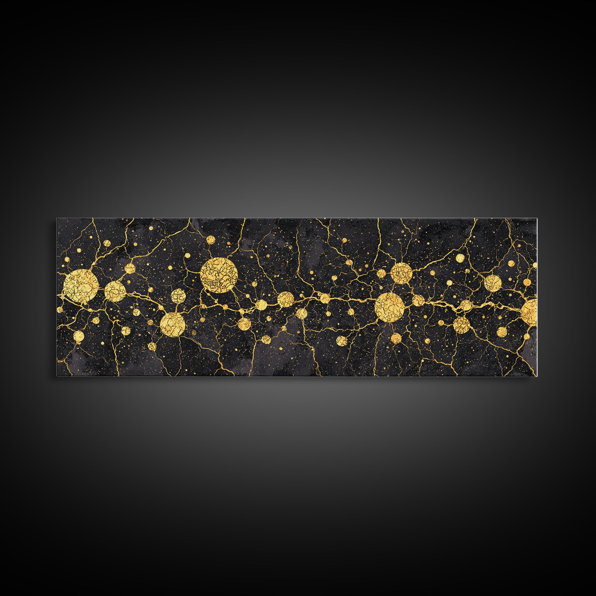 Black Marble Gold Constellation Abstract Wall Art, Luxury Canvas Print, Modern Geometric Living Room Decor Housewarming Gift