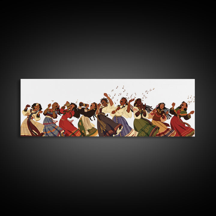 Joyful African Women Dancing And Singing In Colorful Dresses Wall Art, Cultural Canvas Print, Afrocentric Home Decor Gift