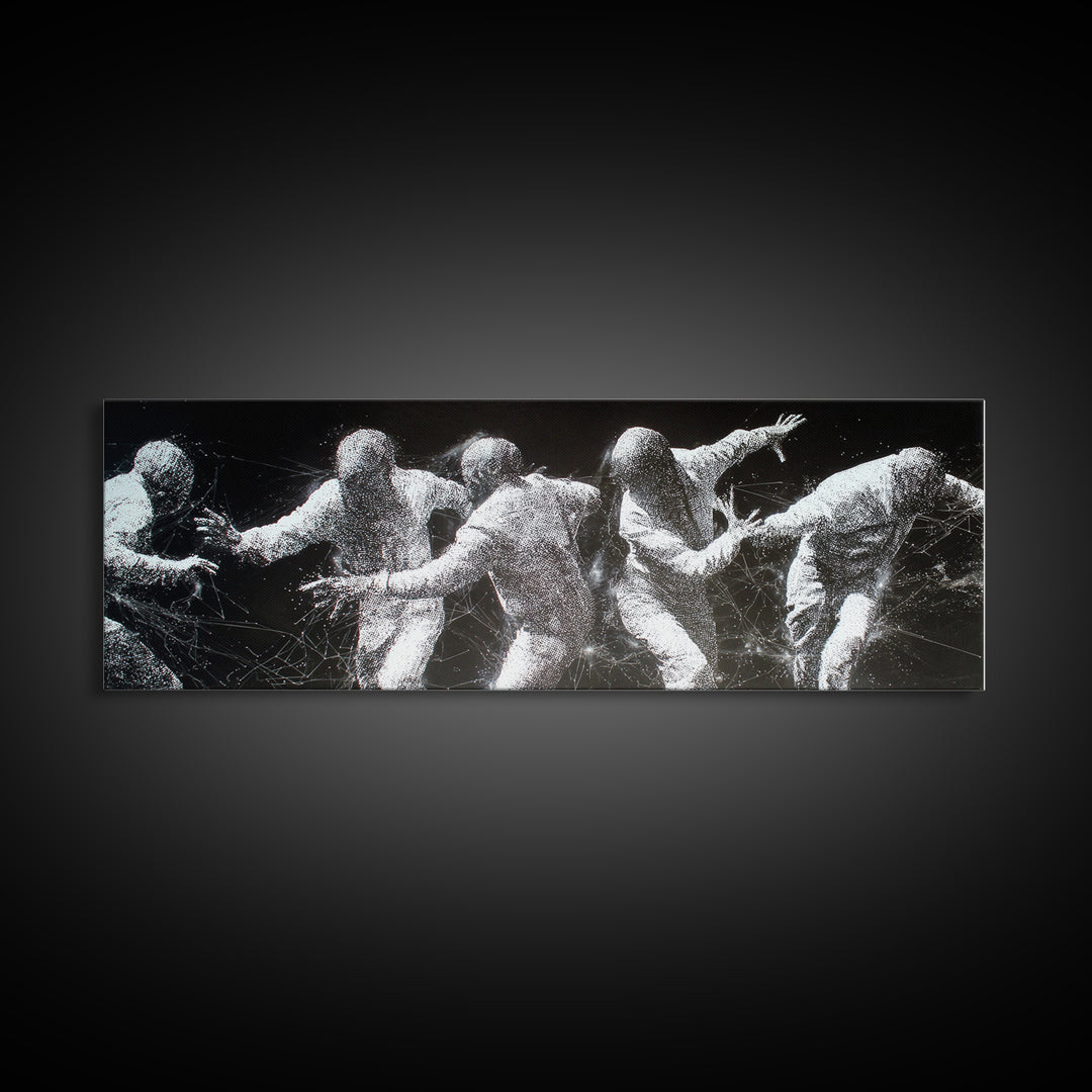 Black And White African Dancers In Dynamic Motion Wall Art, Abstract Canvas Print, Modern Cultural Statement Home Decor Gift