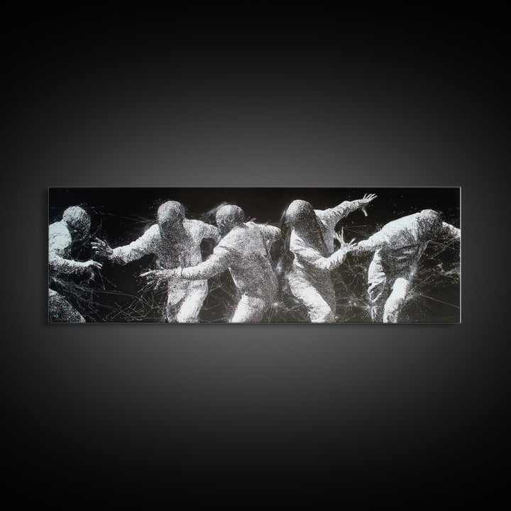 Black And White African Dancers In Dynamic Motion Wall Art, Abstract Canvas Print, Modern Cultural Statement Home Decor Gift