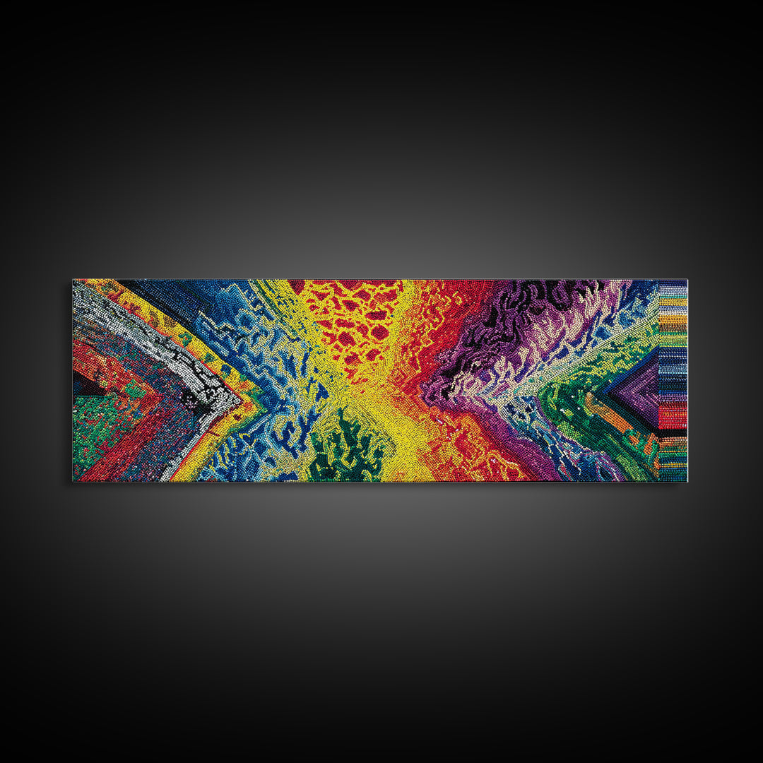 Explosive Rainbow Abstract Canvas Print, Textured African Inspired Landscape, Colorful Wall Art Decor, Modern Abstract Art