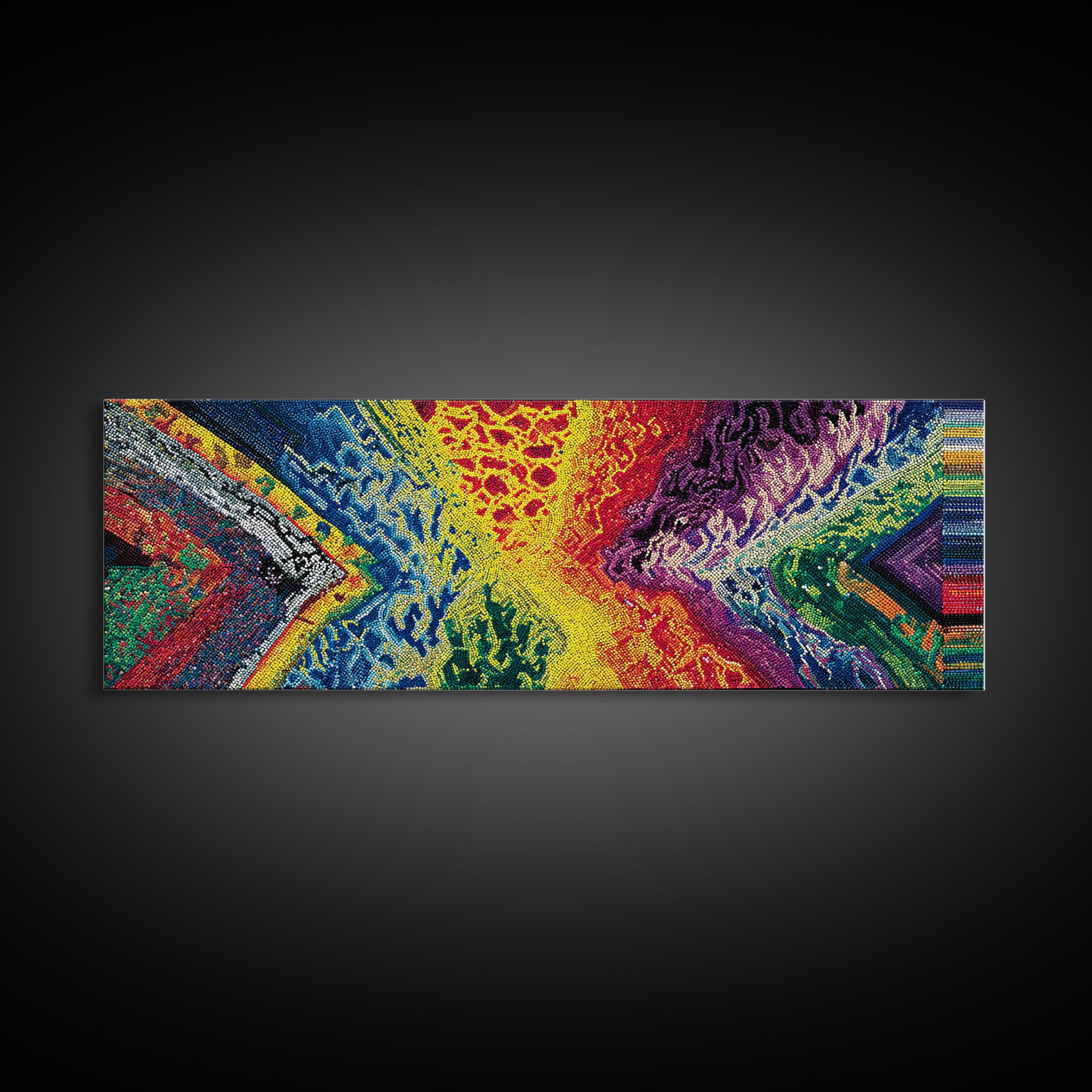 Explosive Rainbow Abstract Canvas Print, Textured African Inspired Landscape, Colorful Wall Art Decor, Modern Abstract Art