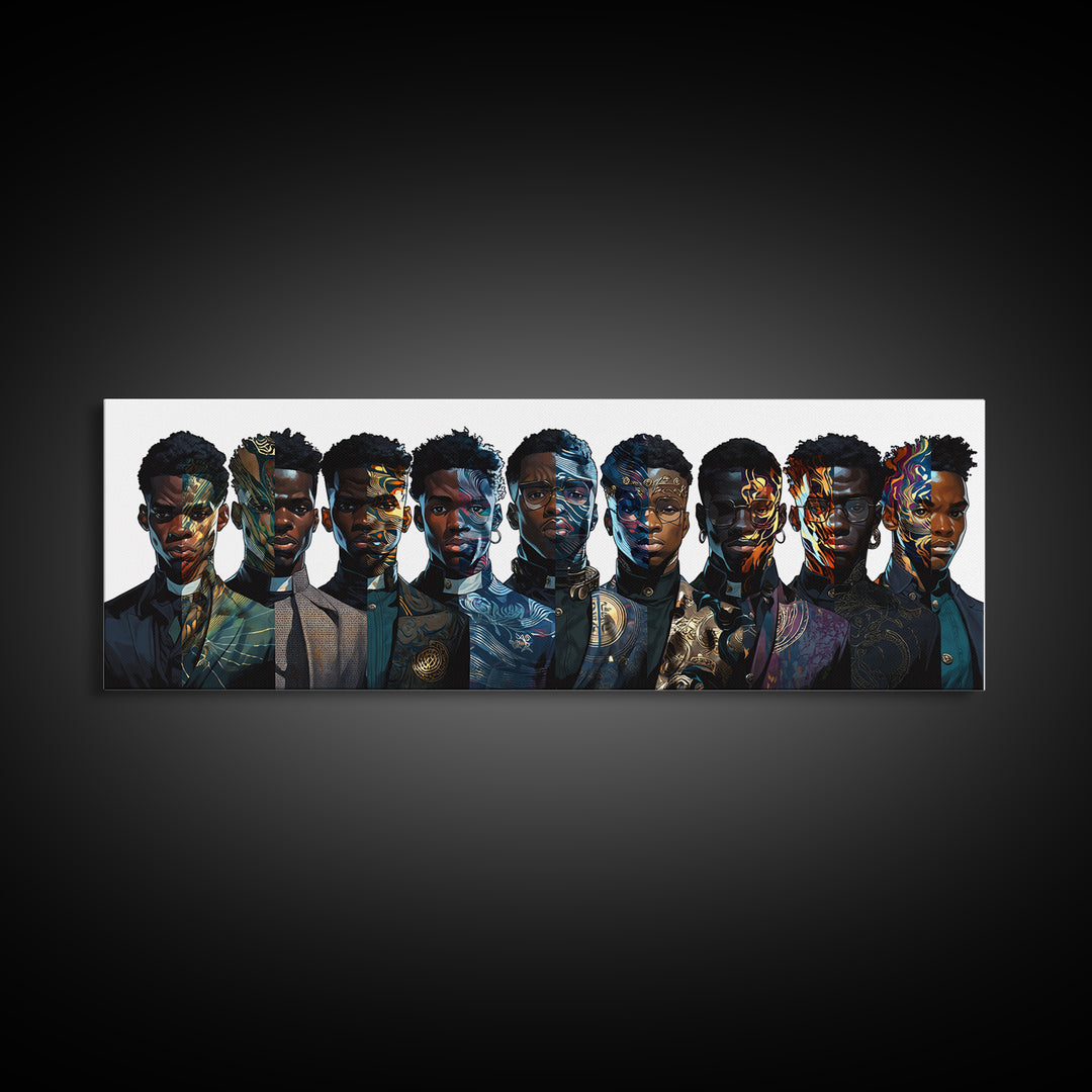Afrofuturist Black Collective Portrait Wall Art, African American Art, Modern Afrocentric Decor, Bold Cultural Canvas Print