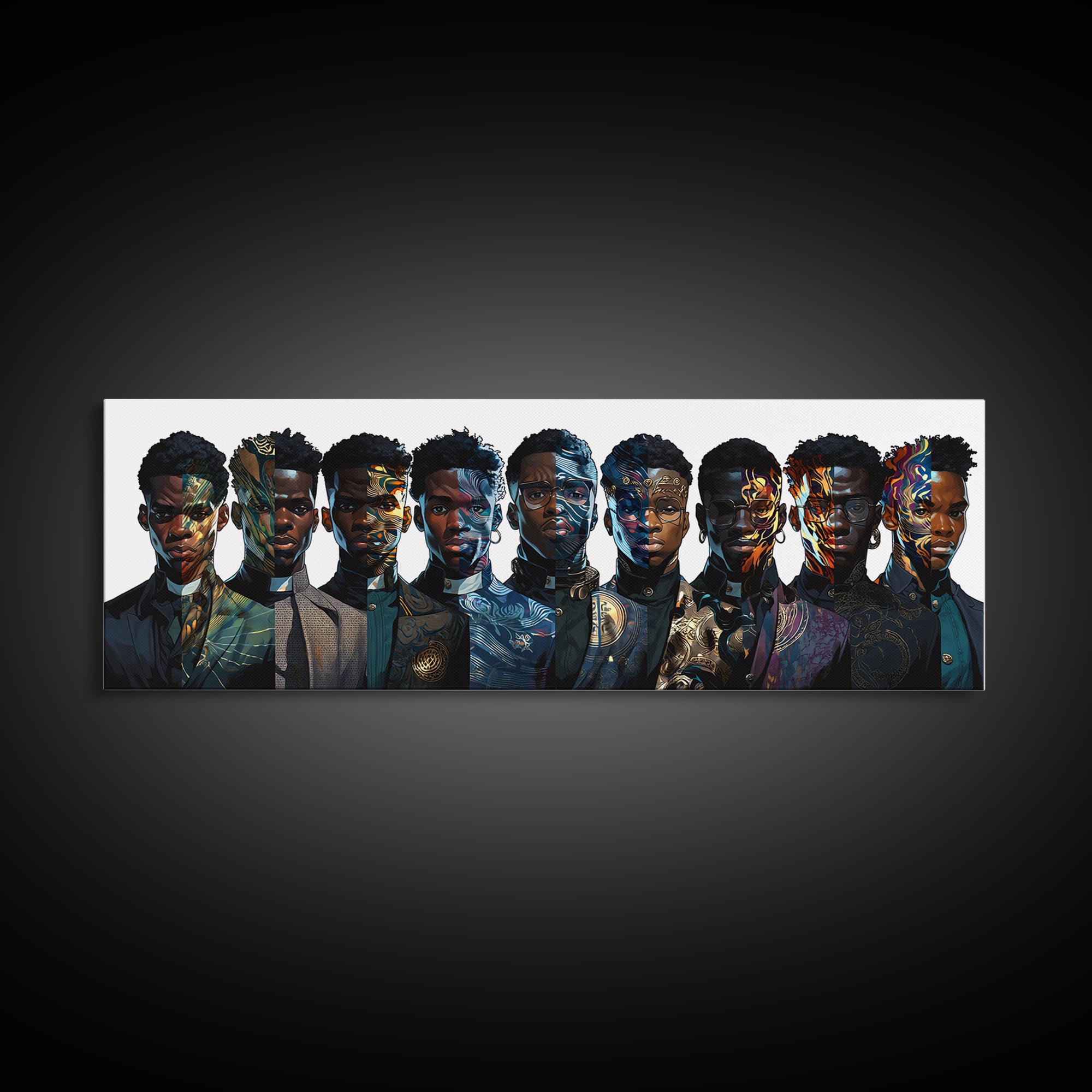 Afrofuturist Black Collective Portrait Wall Art, African American Art, Modern Afrocentric Decor, Bold Cultural Canvas Print