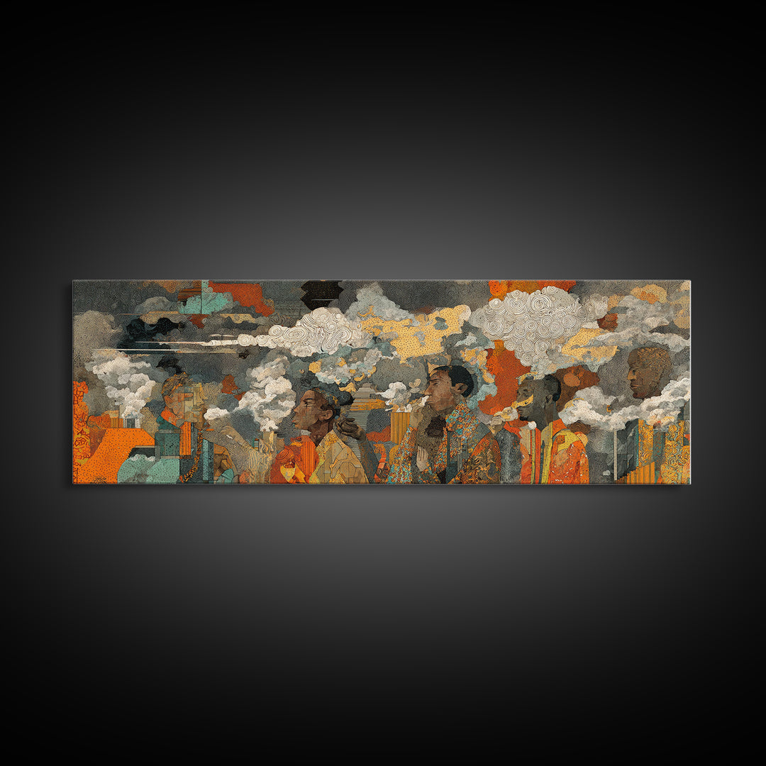 African Women Under Storm Clouds Wall Art, Cultural Portrait Canvas Print, Afrocentric Decor, Earth Tone Living Room Artwork