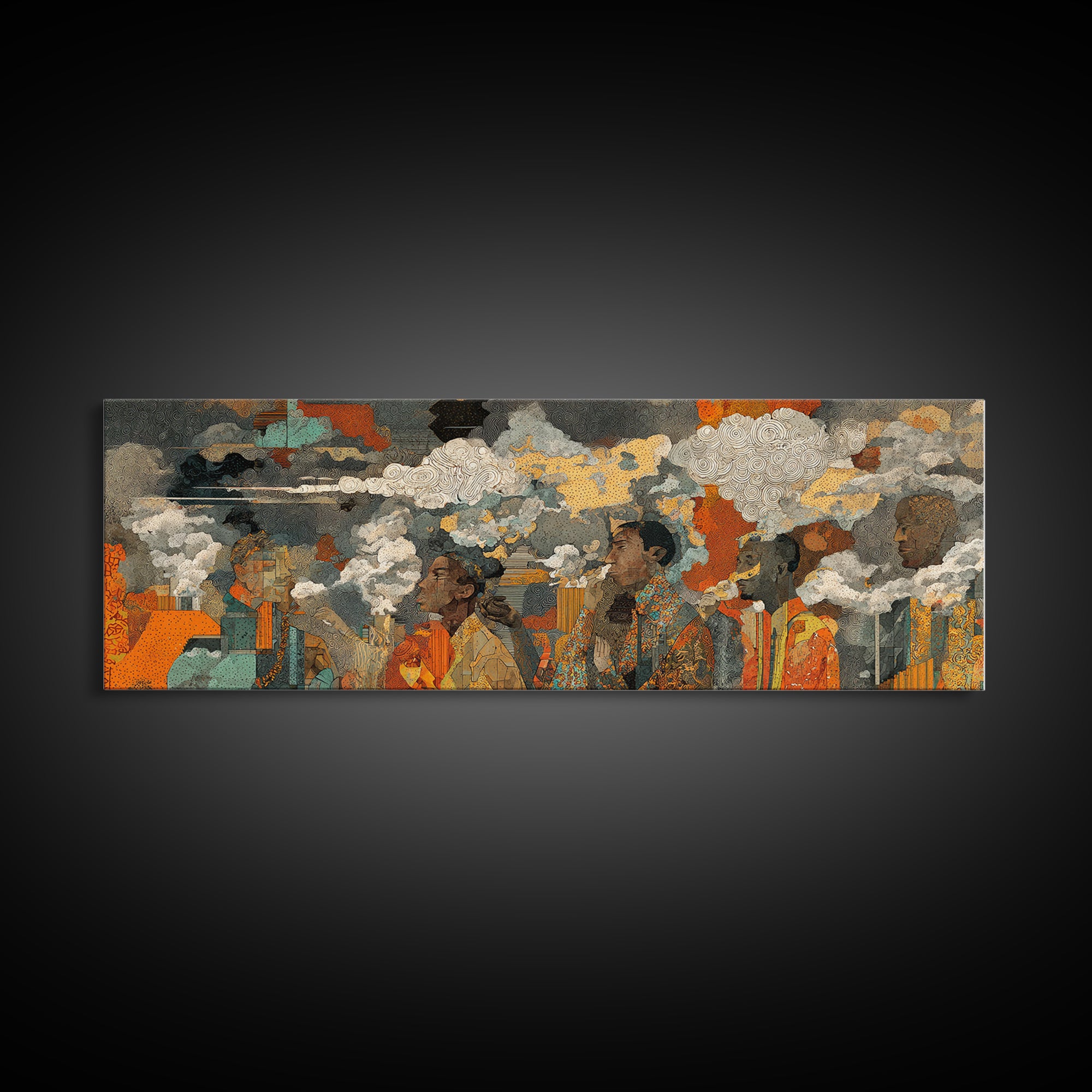 African Women Under Storm Clouds Wall Art, Cultural Portrait Canvas Print, Afrocentric Decor, Earth Tone Living Room Artwork