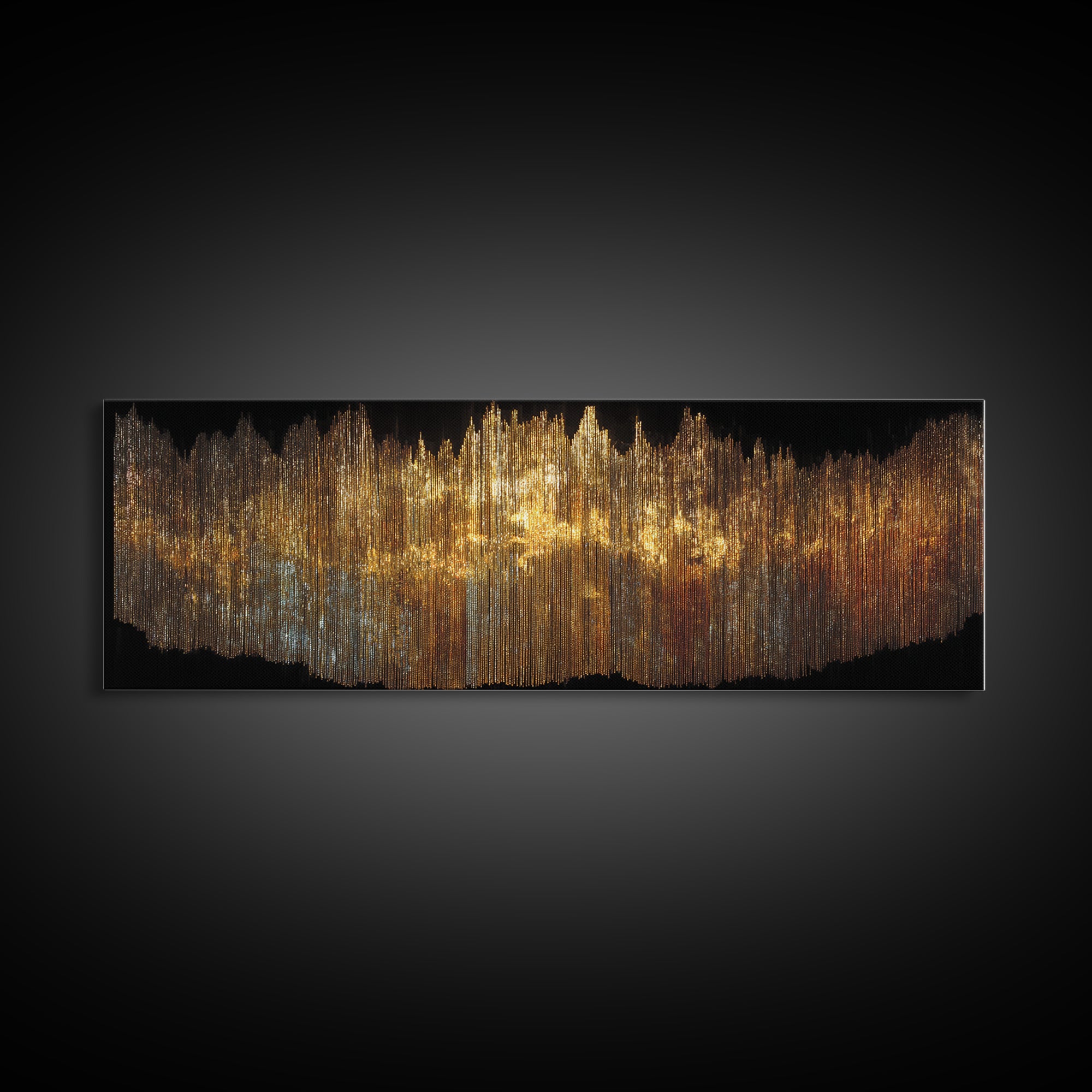 Golden Soundwave Light Abstract Wall Art, Luxury Canvas Art, Black And Gold Art, Statement Wall Decor, Elegant Home Art Print