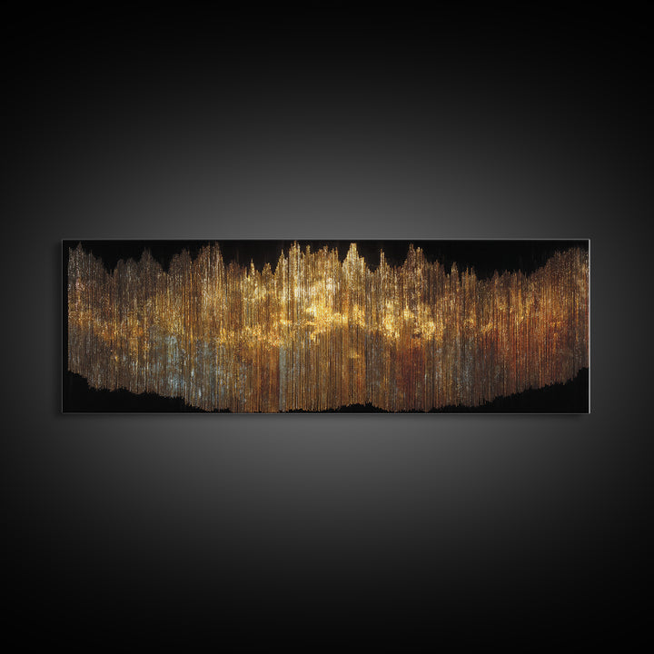 Golden Soundwave Light Abstract Wall Art, Luxury Canvas Art, Black And Gold Art, Statement Wall Decor, Elegant Home Art Print