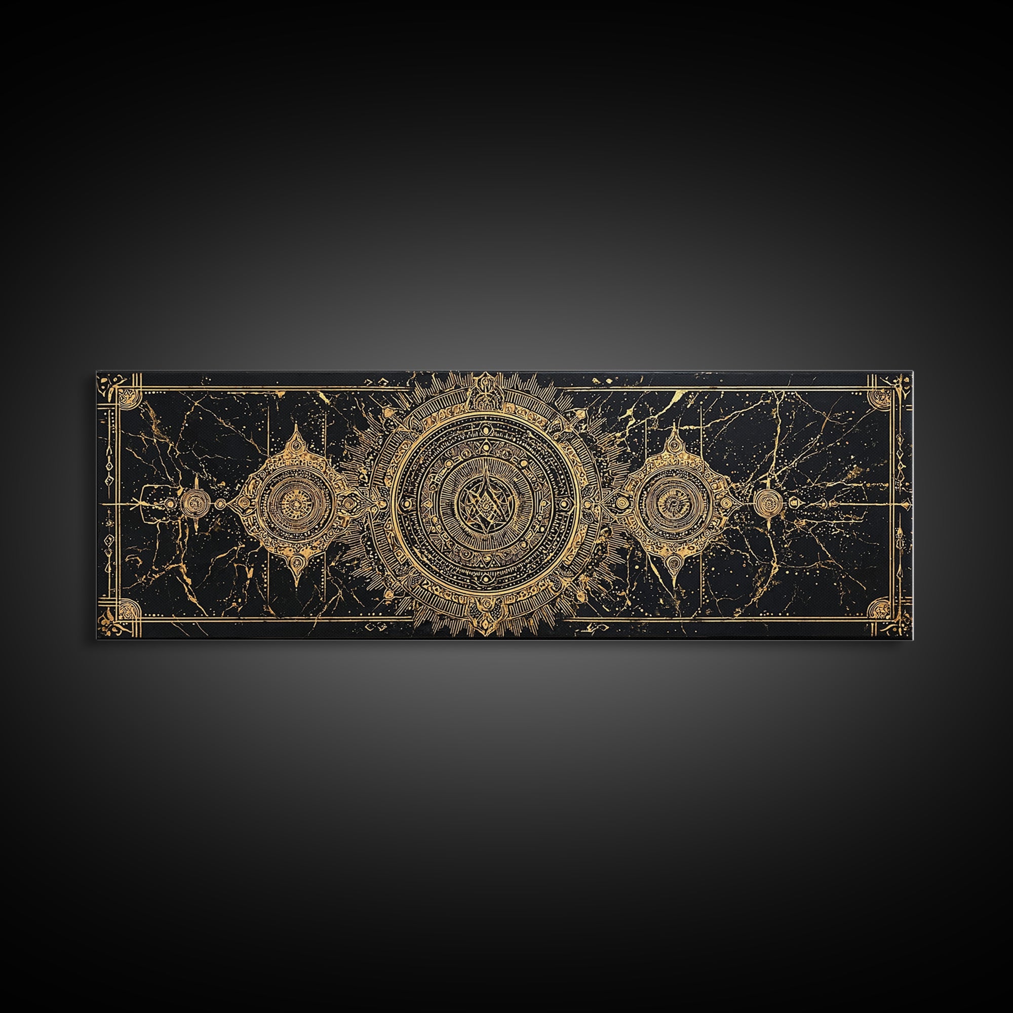 Black Gold Ornate Tribal Mandala Wall Art, African Inspired Geometric Canvas Decor, Luxury Art, Cultural Wall Decor Print
