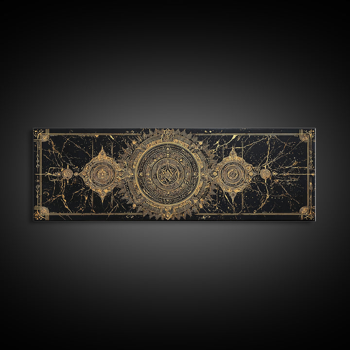 Black Gold Ornate Tribal Mandala Wall Art, African Inspired Geometric Canvas Decor, Luxury Art, Cultural Wall Decor Print