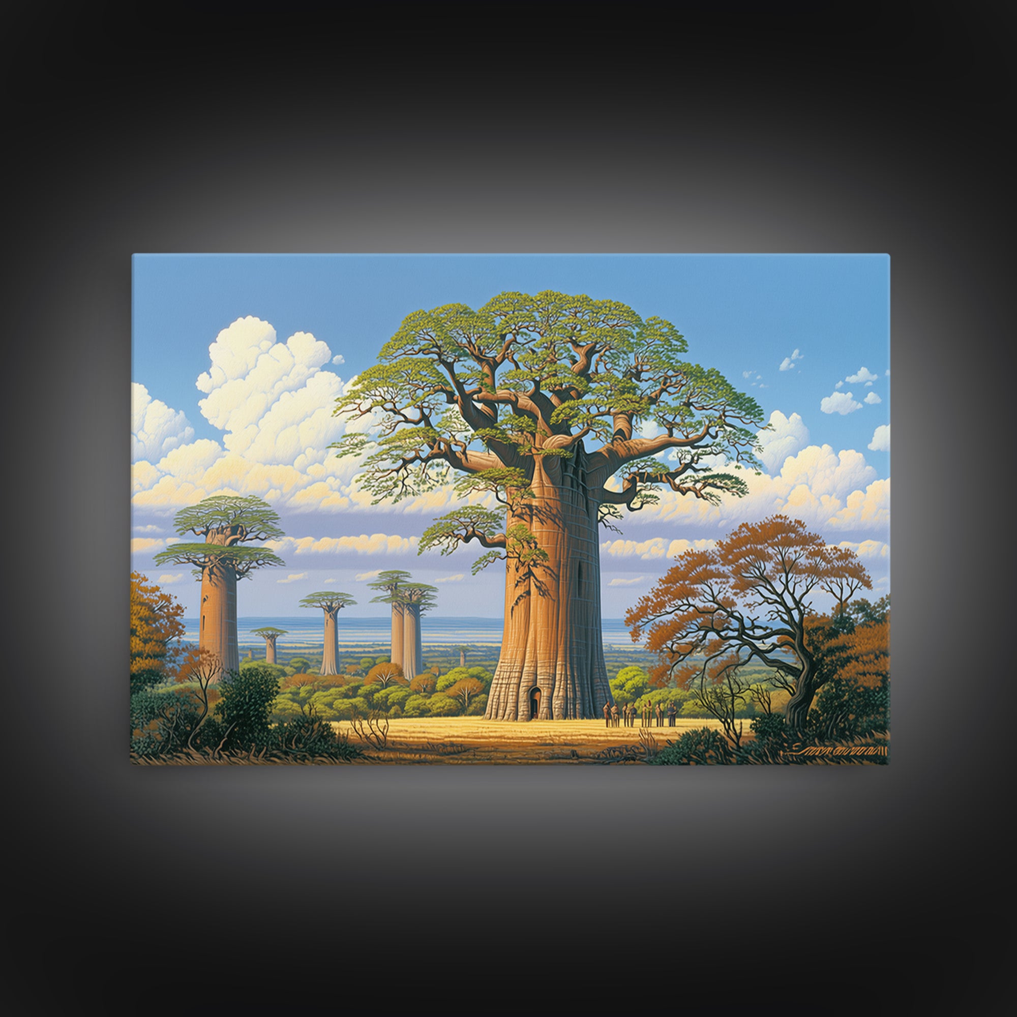 Majestic Baobab Grove Under Blue Sky Canvas Print, African Safari Art, Madagascar Wall Art, Nature Scene Art, Home Decor Gift