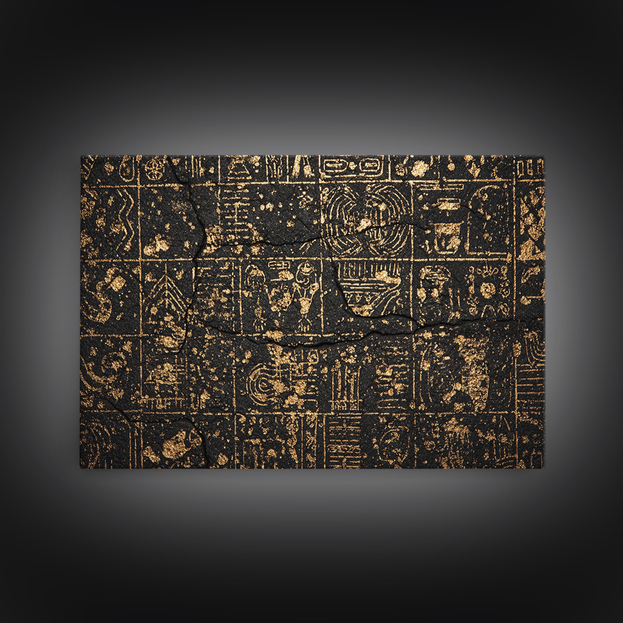 Ancient Egyptian Glyphs On Black Stone Canvas Print, African Egyptian Art, Black And Gold Art, Cultural Art Print, Wall Decor