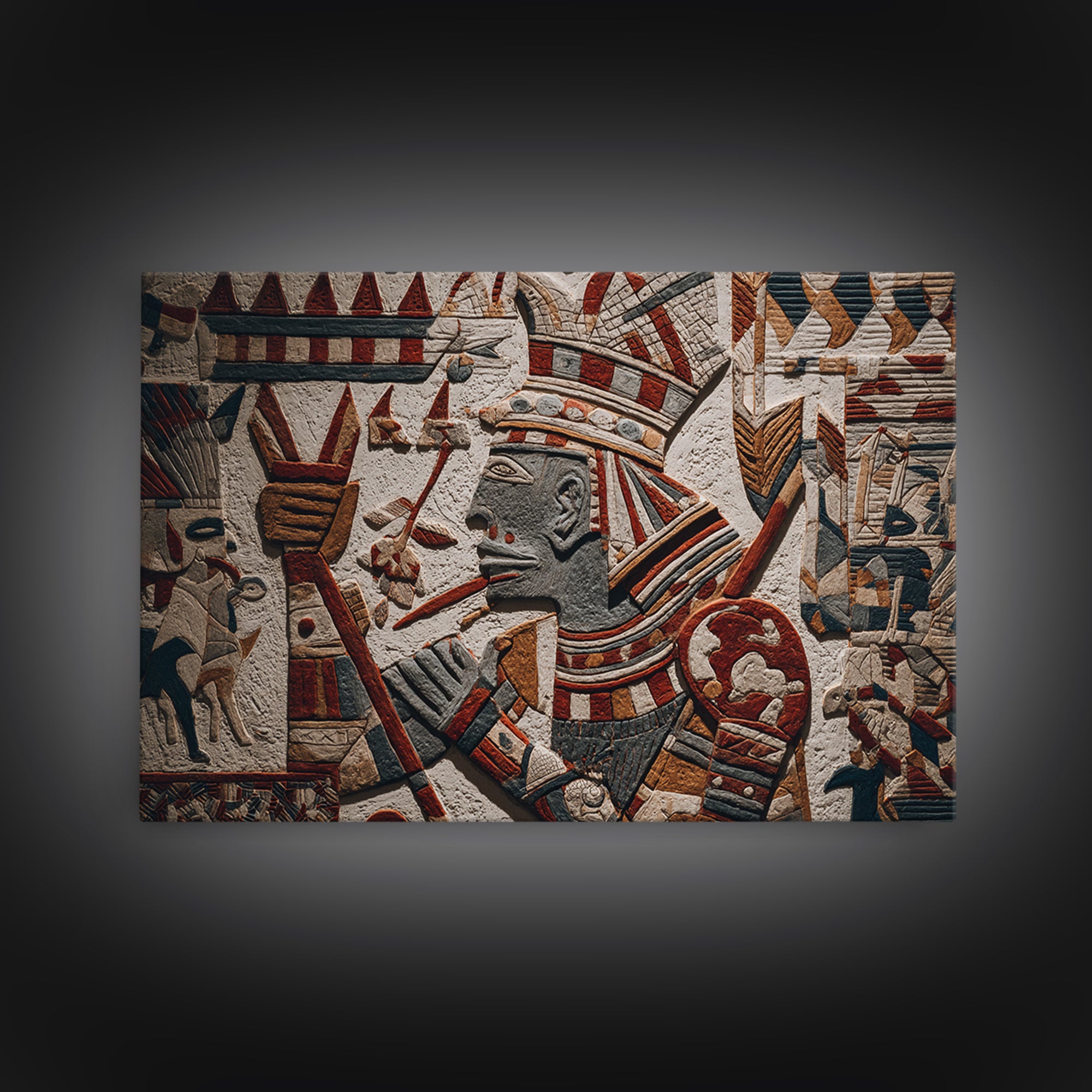 Ancient Egyptian Pharaoh Relief Wall Art, African Egyptian Art Print, Tribal Stone Texture, Cultural Home Decor Gift For Living Room