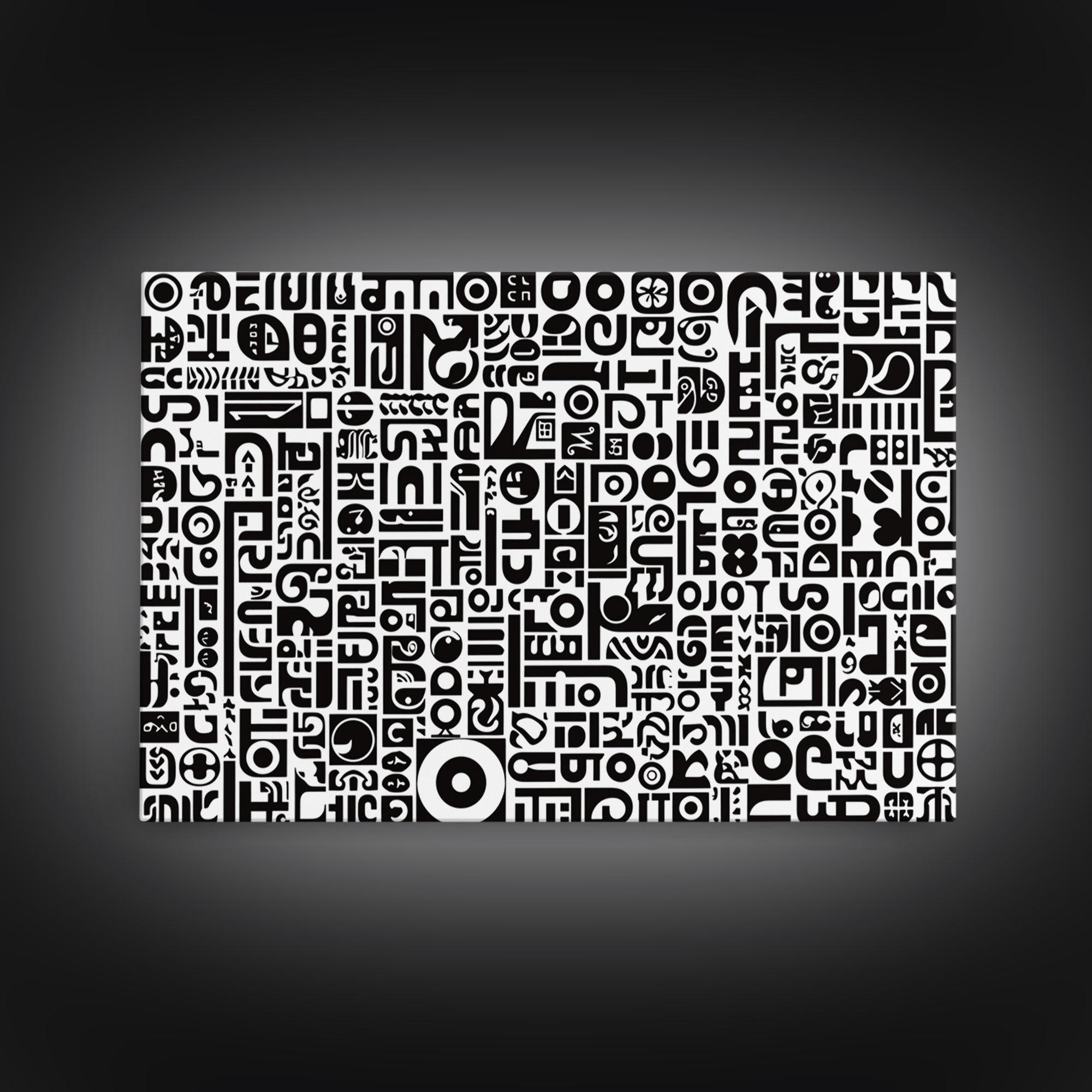 Black And White African Symbols Canvas Print, Abstract Ethnic Art, Tribal Pattern Wall Decor, Minimalist Office Art Gift