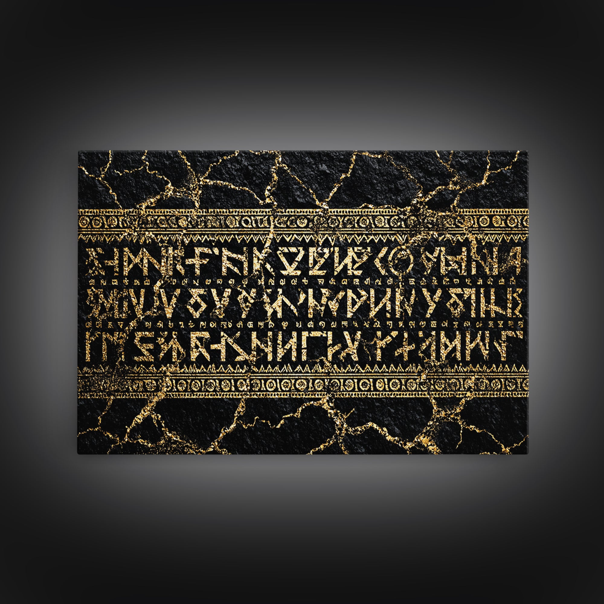 Gold Ancient Script On Black Stone Framed Canvas Print, African Egyptian Art, Cultural Wall Decor, Luxury Home Decor Gift