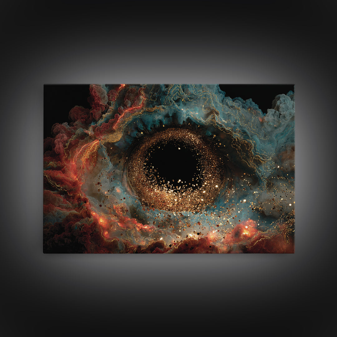 Colorful Nebula Black Hole Canvas Print, Dreamy Wall Art, Vibrant Abstract Art, Modern Canvas Art, Bold Unique Home Decor Gift