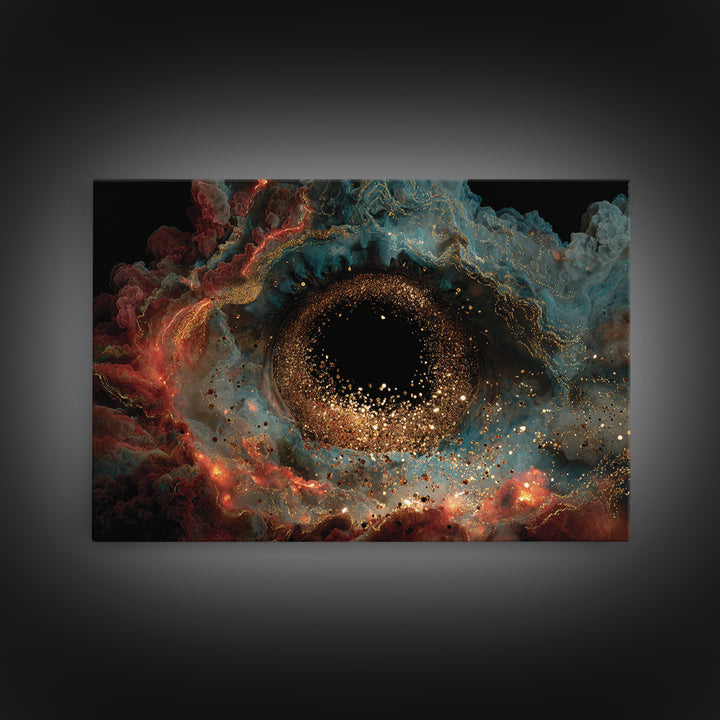 Colorful Nebula Black Hole Canvas Print, Dreamy Wall Art, Vibrant Abstract Art, Modern Canvas Art, Bold Unique Home Decor Gift