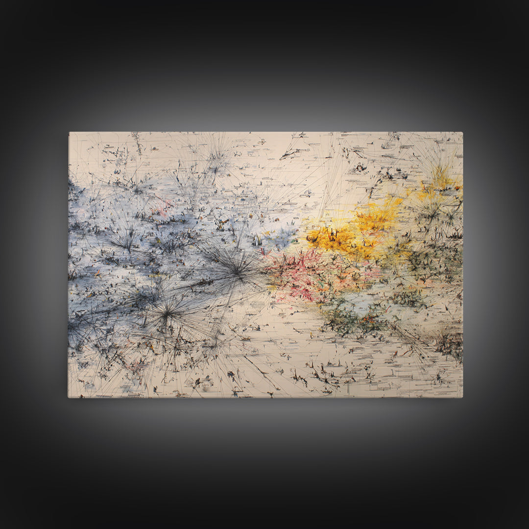 Minimal Abstract Field Canvas Print, Black And Gold Line Art, Modern Textured Neutral Wall Decor For Office And Home Gift