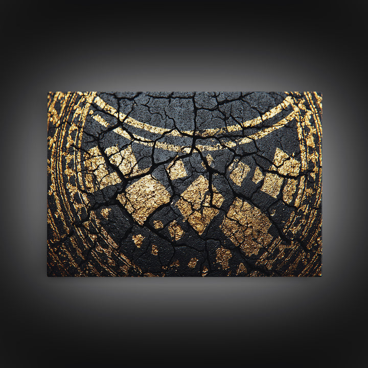 Black Gold Tribal Collar Detail Canvas Print, African Abstract Art, Textured Luxury Wall Decor, Modern Cultural Home Decor