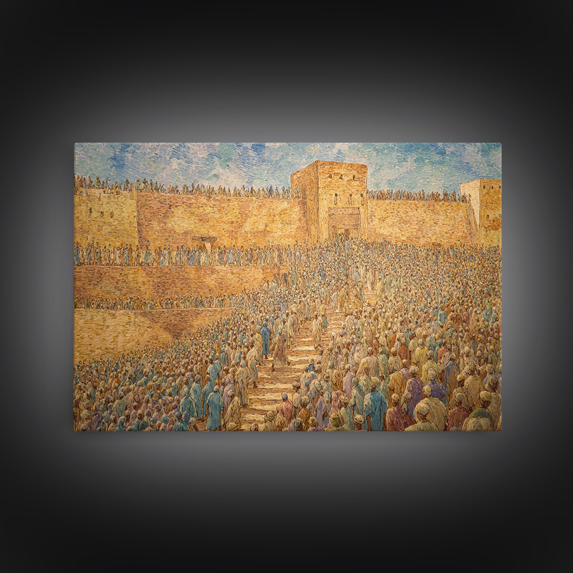 Ancient African City Gate With Crowds Wall Art, Historical Cultural Print, West African Decor, Large Statement Home Artwork