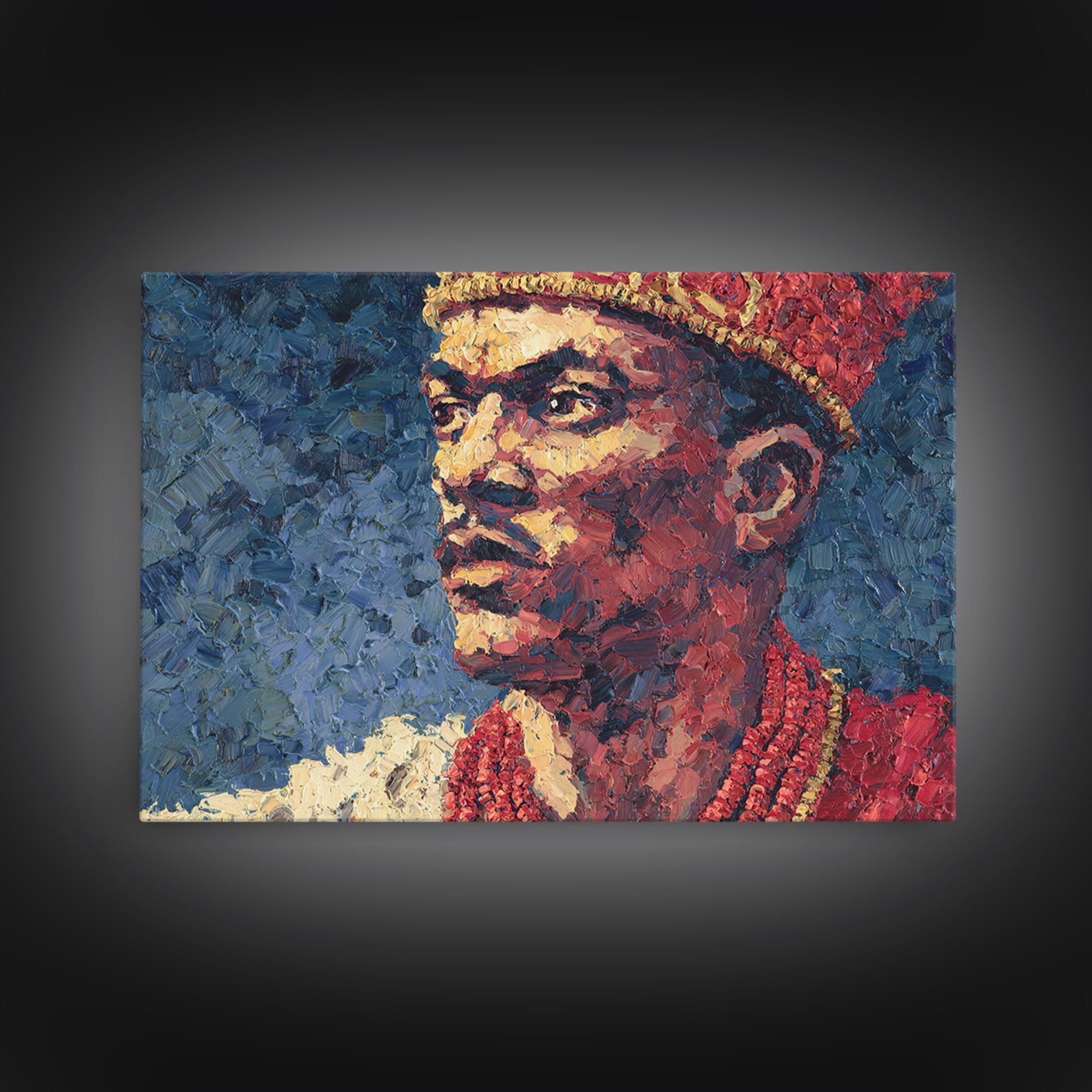 Young African Royal Portrait Wall Art, Red Crown Prince Painting, Black Man Portrait, Afrocentric Home Decor, Cultural Gift