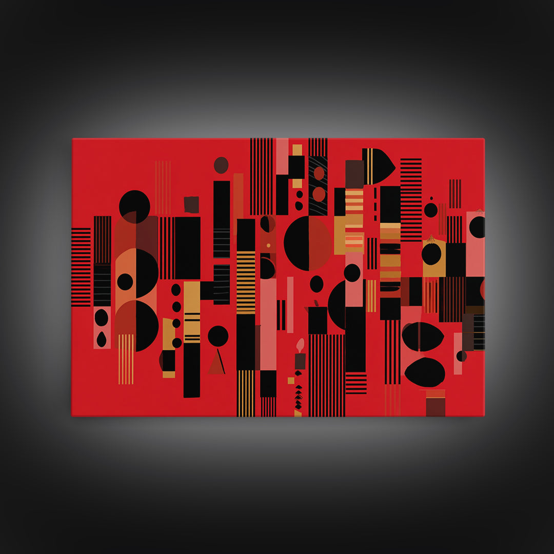 Red Black Geometric Abstract Wall Art, Modern African Art Print, Bold Urban Decor, Contemporary Canvas Print Statement Gift
