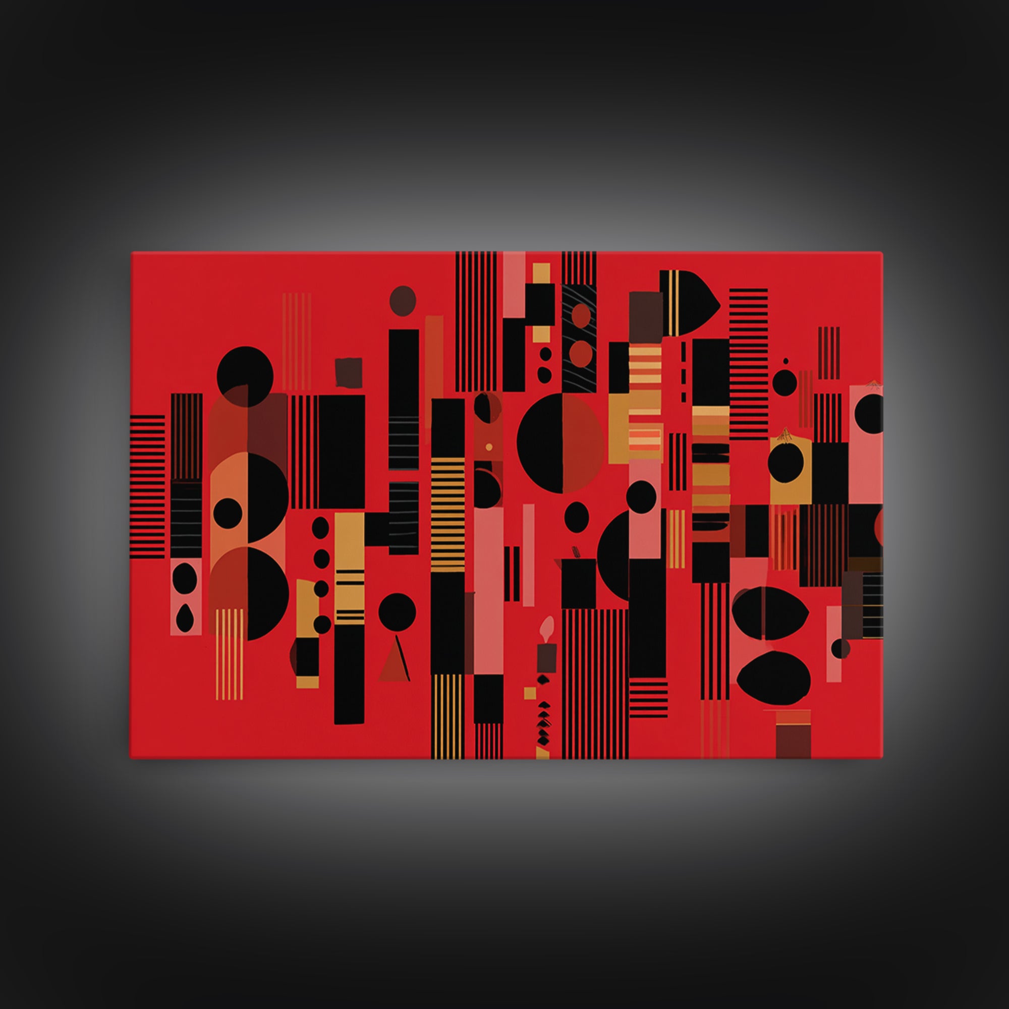 Red Black Geometric Abstract Wall Art, Modern African Art Print, Bold Urban Decor, Contemporary Canvas Print Statement Gift