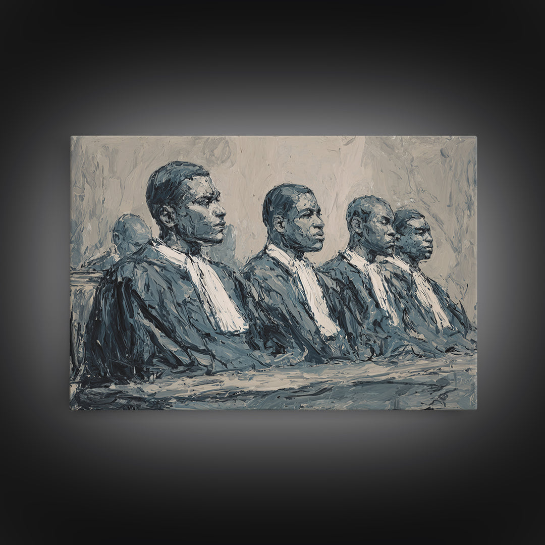 Distinguished Black Judges Framed Canvas Print, African American Art, Legal Portrait Wall Decor For Office And Study Room