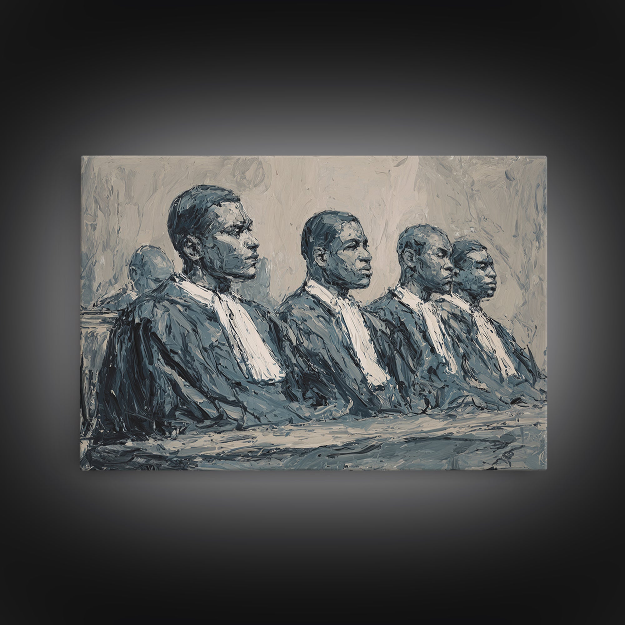 Distinguished Black Judges Framed Canvas Print, African American Art, Legal Portrait Wall Decor For Office And Study Room