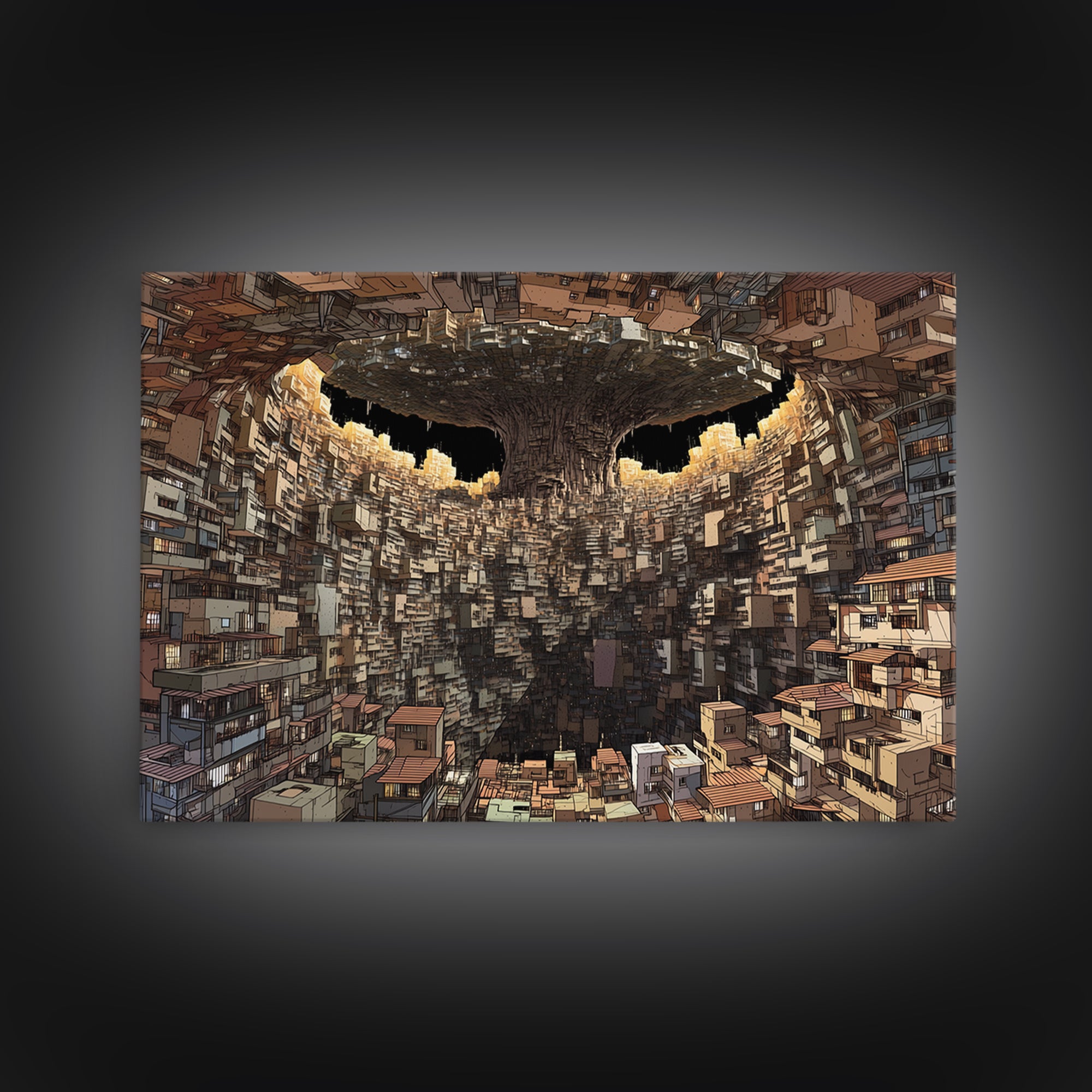 Dystopian Circular City Void, African Abstract Wall Art, Canvas Print, Urban Wall Art, Modern Black Art, Statement Decor
