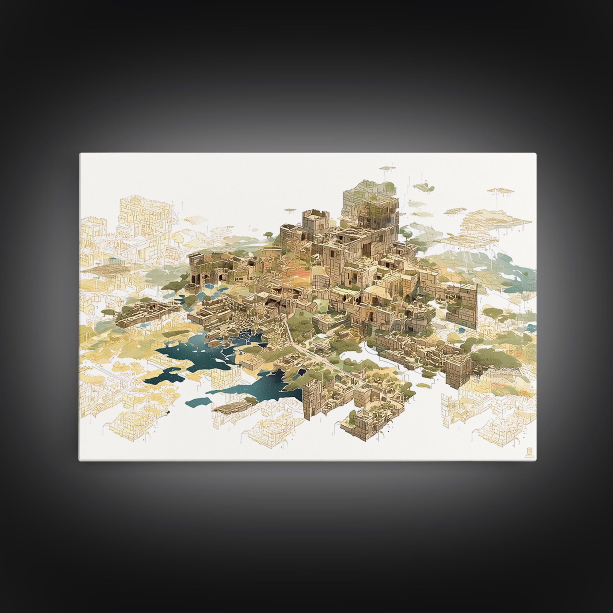 Floating Desert Megacity With Futuristic African Architecture Wall Art, Afrofuturism Decor, Modern Canvas Art For Office