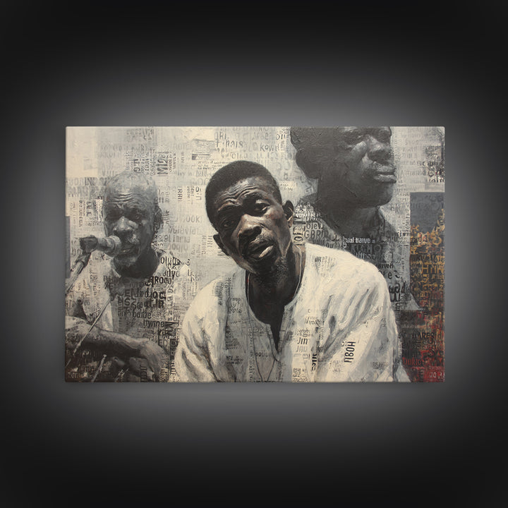 Textured Black Musicians Portrait Wall Art, African American Art Print, Black Culture Art, Modern Afrocentric Home Decor