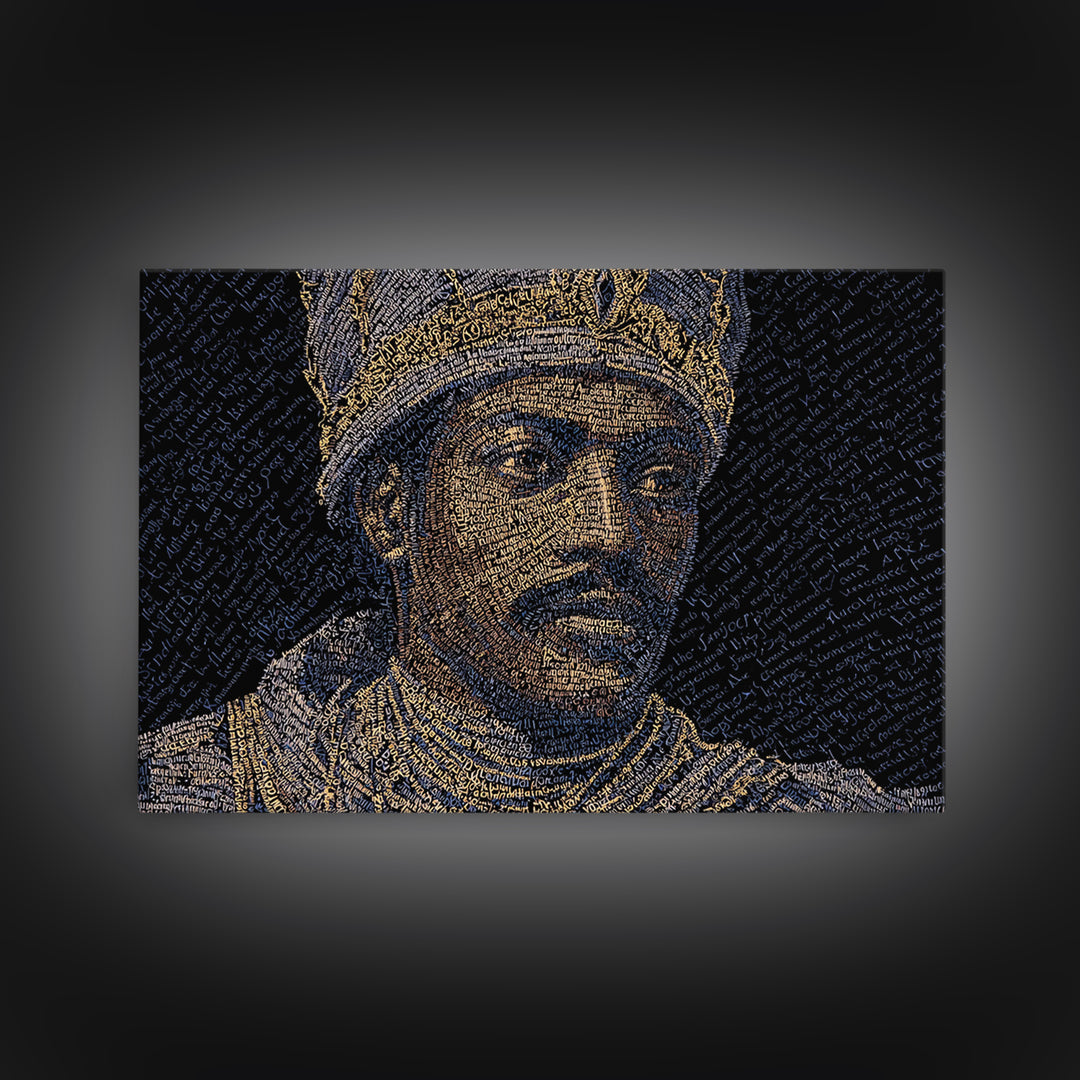 Regal African King Portrait Canvas Print, Black Man Art, African American Art, Gold Jewelry Canvas, Afrocentric Wall Decor