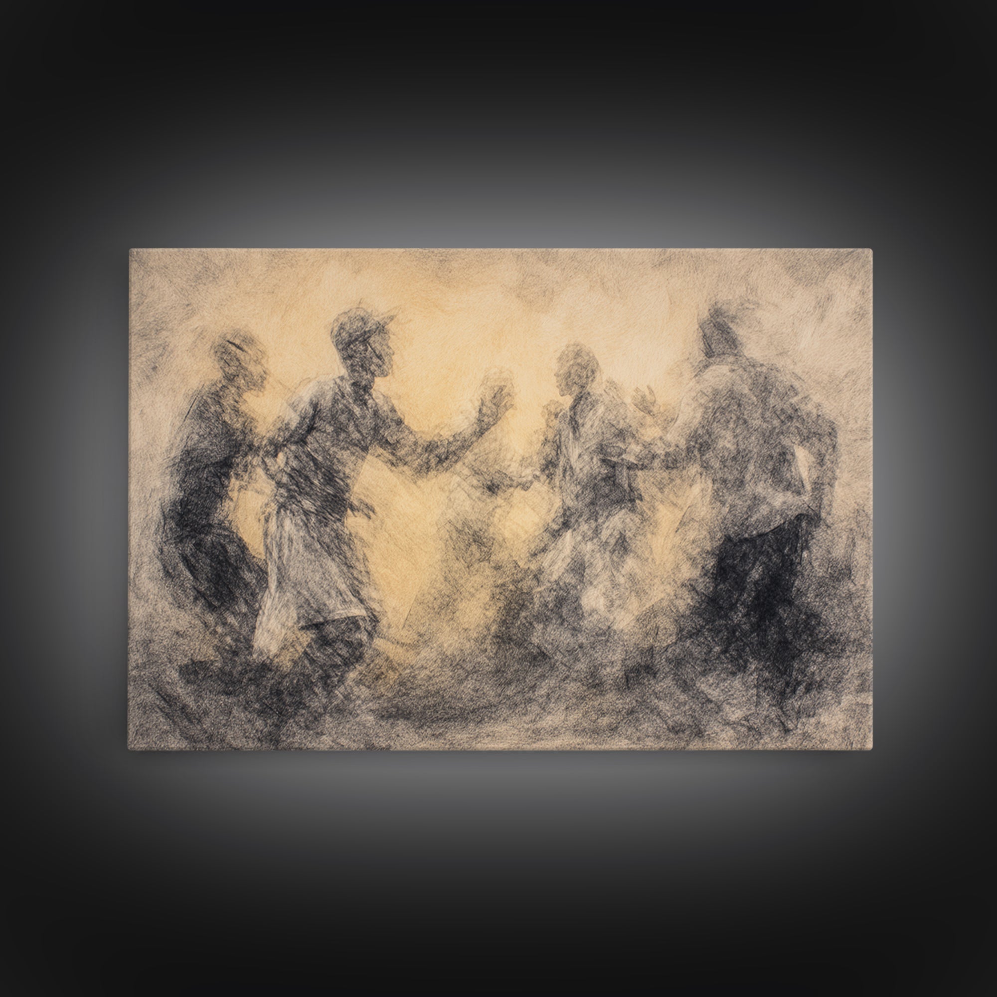 Charcoal African Celebration Dance Wall Art, Black Figures Sketch, Cultural Art Print, Traditional African Home Decor Gift