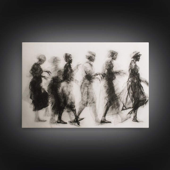 Black Women Procession Sketch Wall Art, Elegant Woman Art, African Women Art, Feminine Wall Decor, Minimalist Home Decor