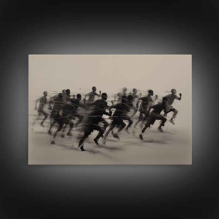 Sepia African Runners In Motion Canvas Print, Athletic Black Art, Modern African Art Decor, Dynamic Race Wall Decor Gift