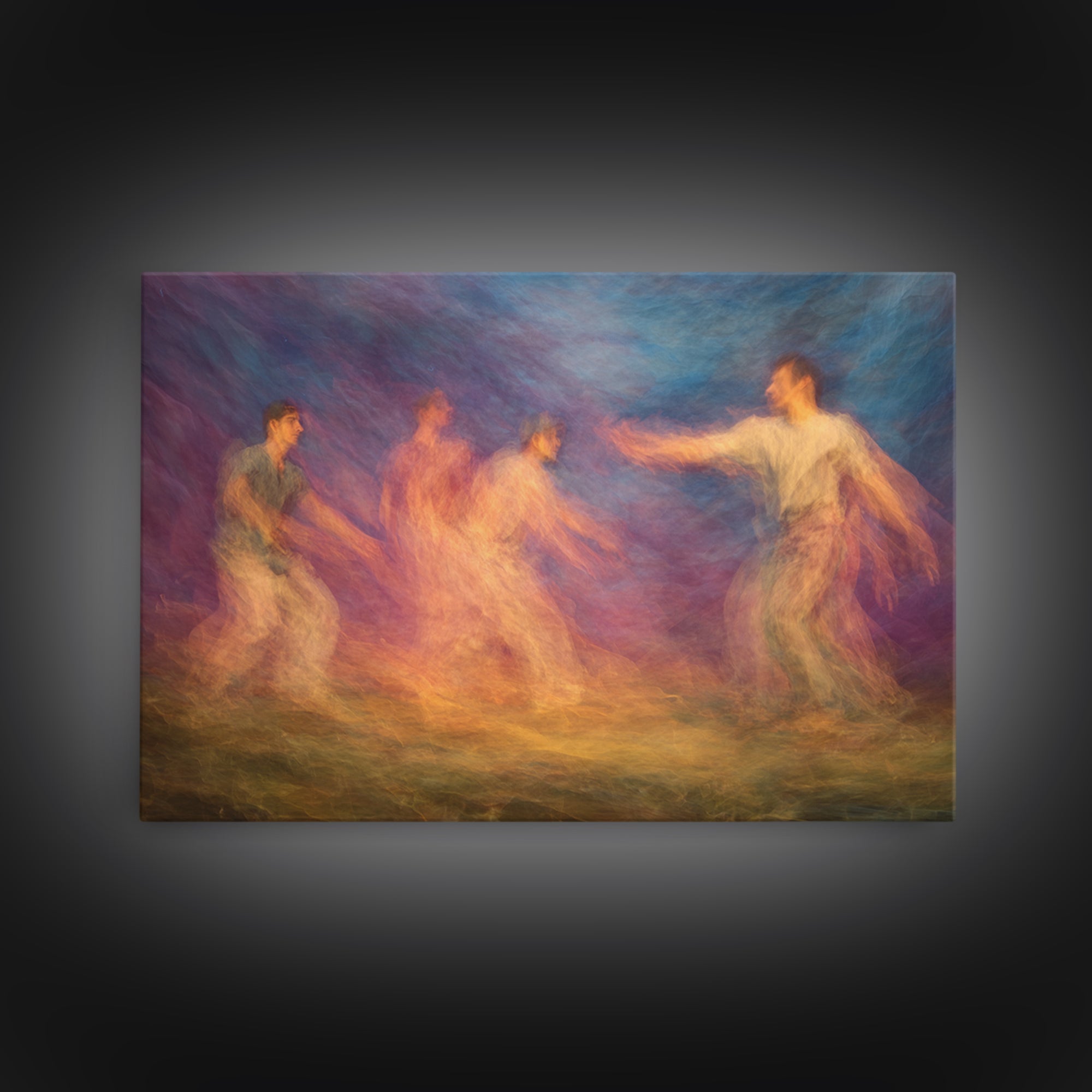 Colorful Spirit Dancers In Motion Wall Art, African Celebration Print, Abstract Ethnic Decor, Dreamy Modern Canvas Art Gift