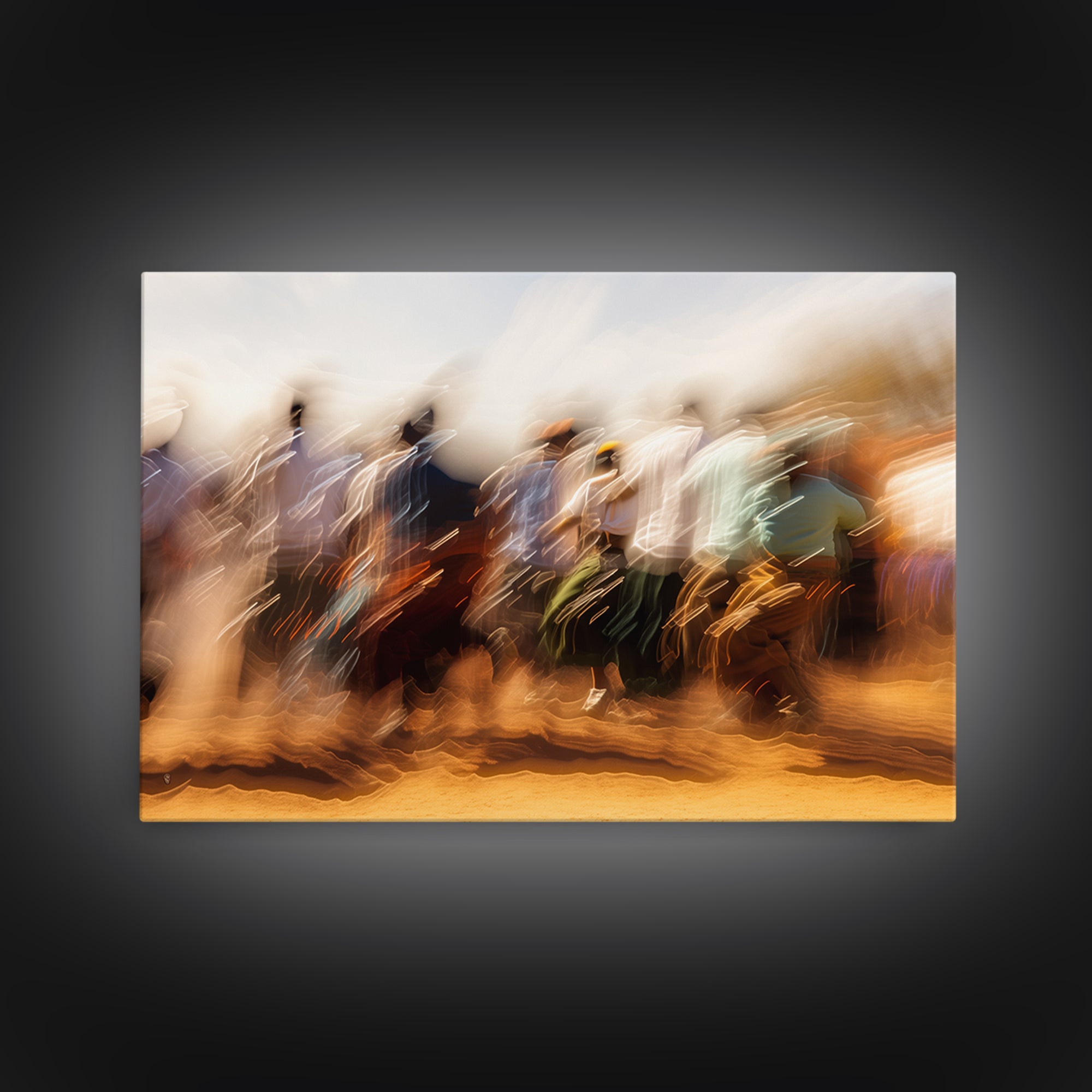Sunlit African Crowd Procession Wall Art, Motion Blur Cultural Art Print, Black People Decor, Modern Canvas Home Decor Gift