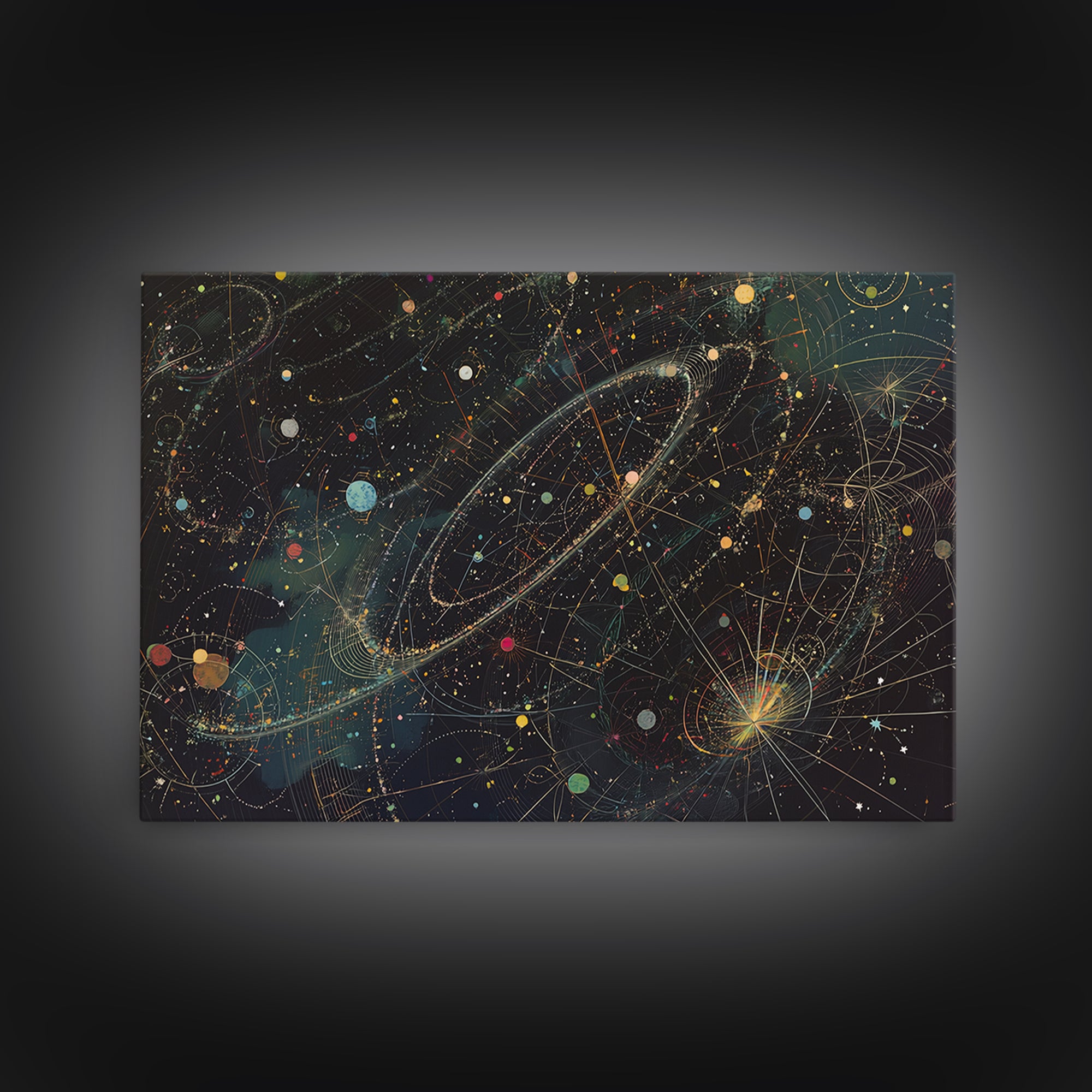 Cosmic Planetary Orbit Map Canvas Print, Abstract Wall Art, Modern Office Decor, Celestial Space Poster, Unique Home Decor