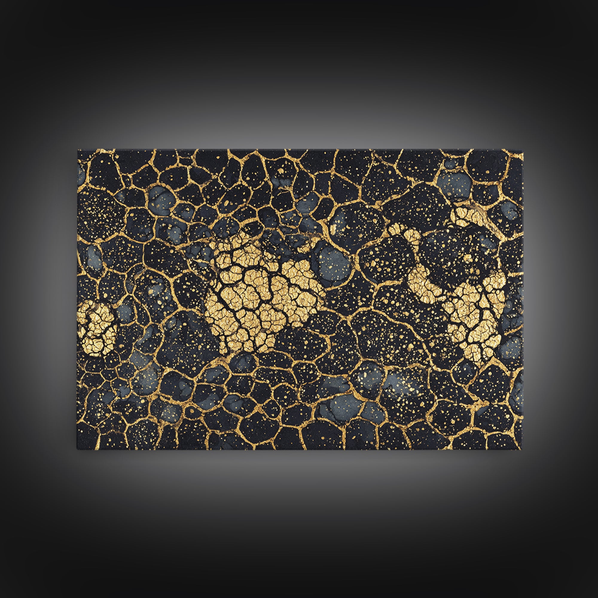 Black And Gold Crackle Abstract Canvas Print, Luxury Wall Art, Textured Art Print, Modern Home Decor, Statement Piece, Bold Artwork