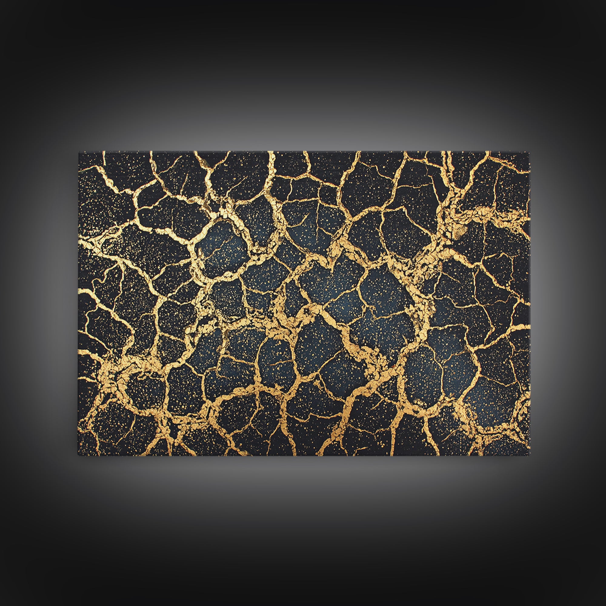 Black And Gold Cracked Earth Wall Art, Abstract African Art, Luxury Canvas Art, Textured Art Print, Elegant Home Decor Gift