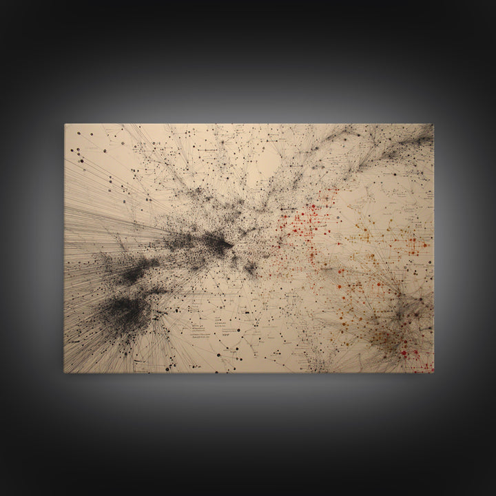 Beige Network Constellation Abstract Canvas Print, Modern Art, Digital Wall Art, Minimalist Office Decor, Unique Wall Decor