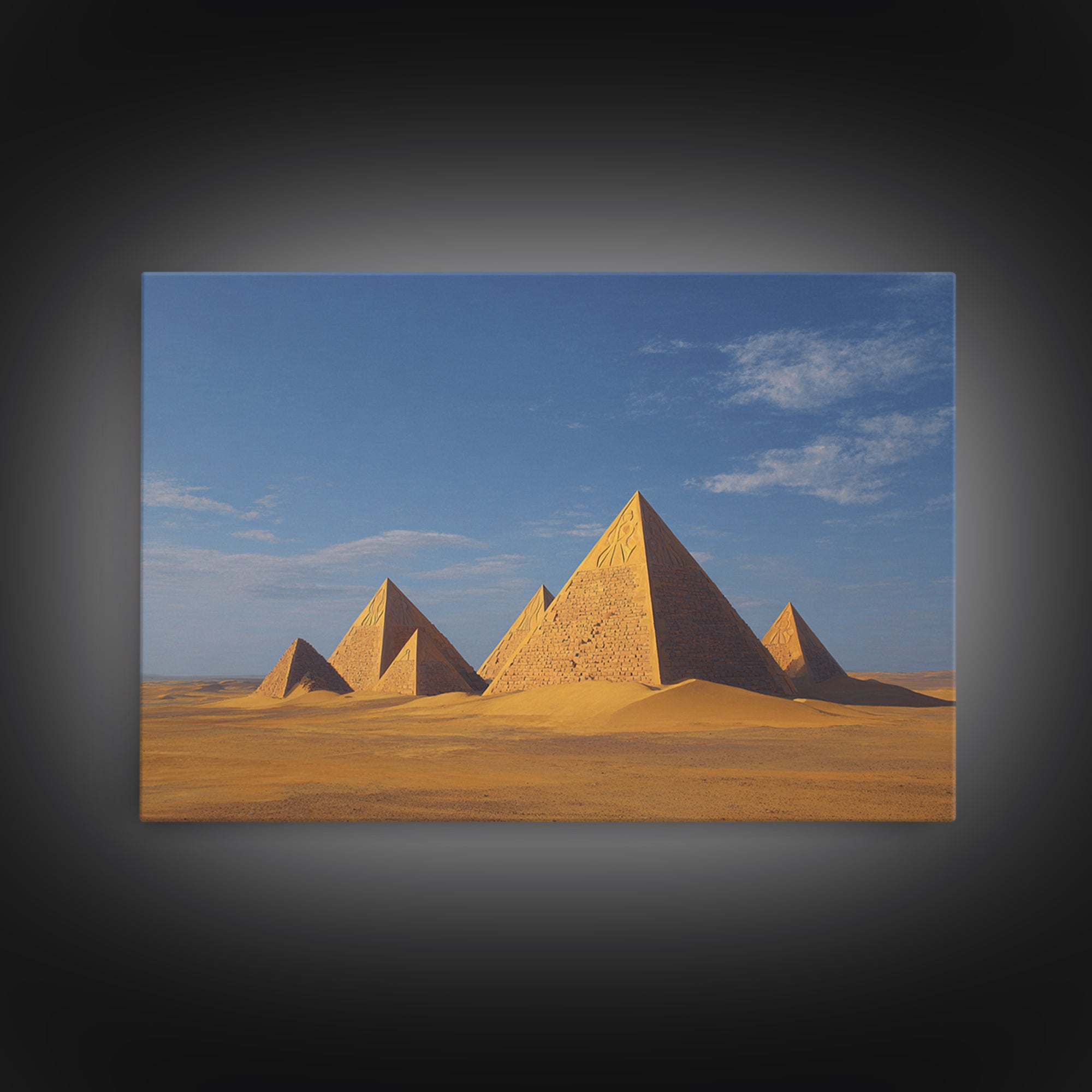 Golden Egyptian Pyramids Desert Wall Art African Egyptian Art Print Ancient African Landscape Travel Poster Home Decor Canvas Print