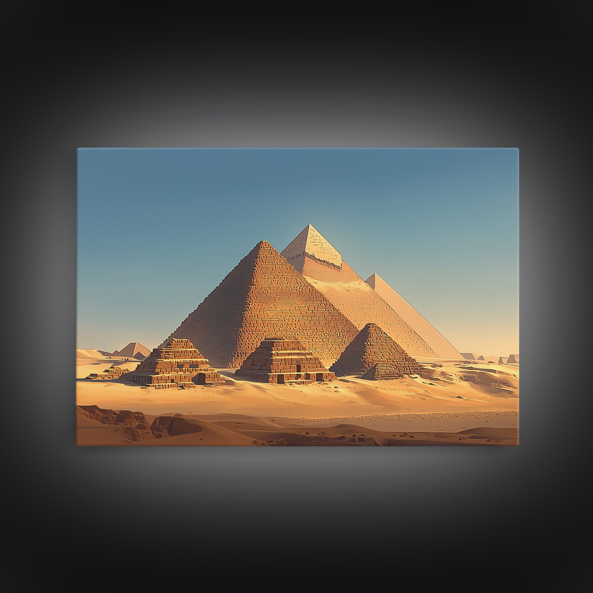Golden Egyptian Pyramids At Sunrise Wall Art, Ancient African Art, Desert Landscape, Africa Poster, Home Decor Gift, Wall Decor