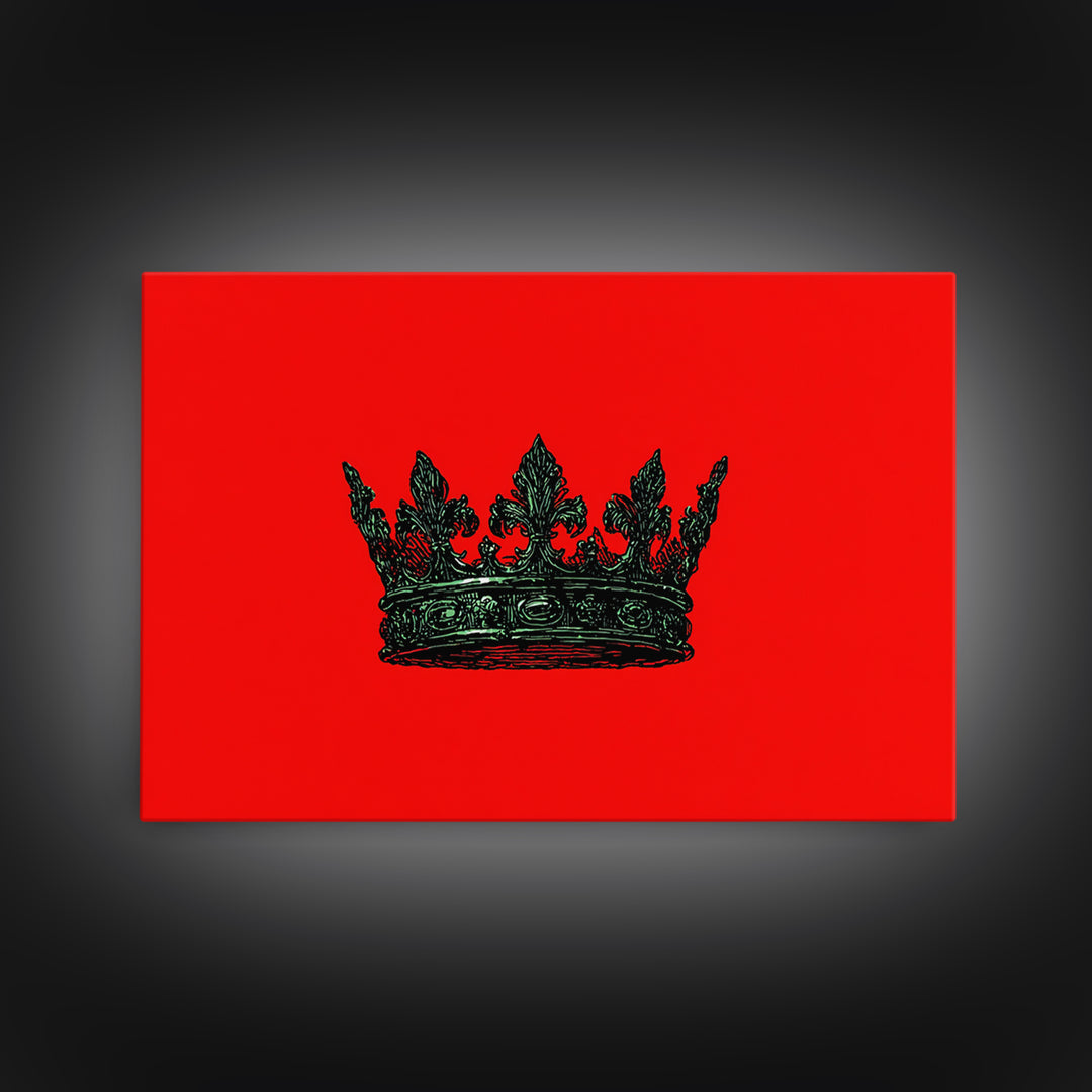 Black Crown On Red Background Wall Art, African Queen Decor, Royal Afrocentric Print, Bold Modern Black Culture Art, Statement Wall Decor