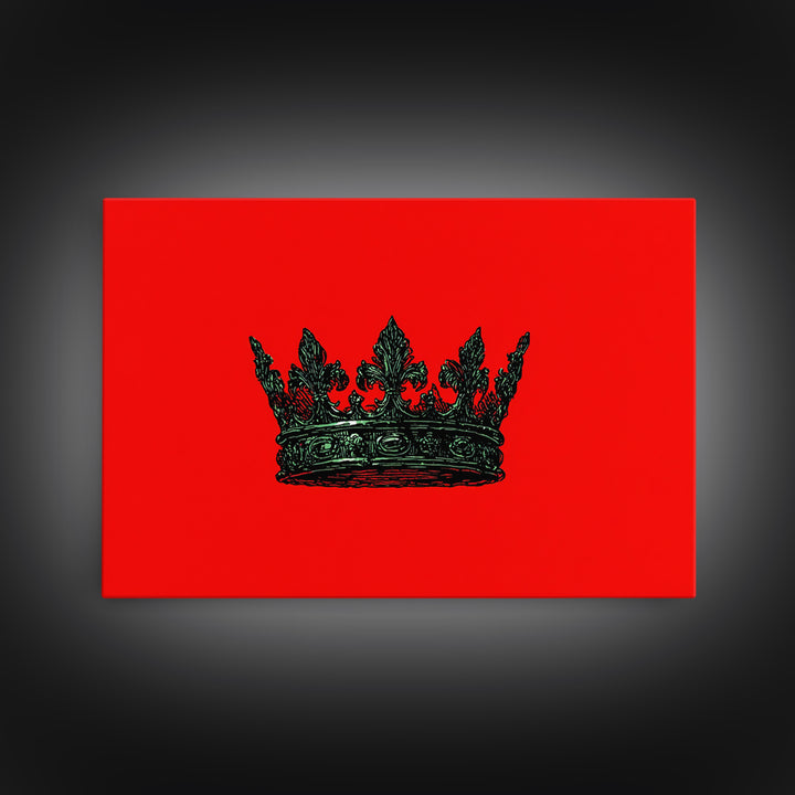 Black Crown On Red Background Wall Art, African Queen Decor, Royal Afrocentric Print, Bold Modern Black Culture Art, Statement Wall Decor