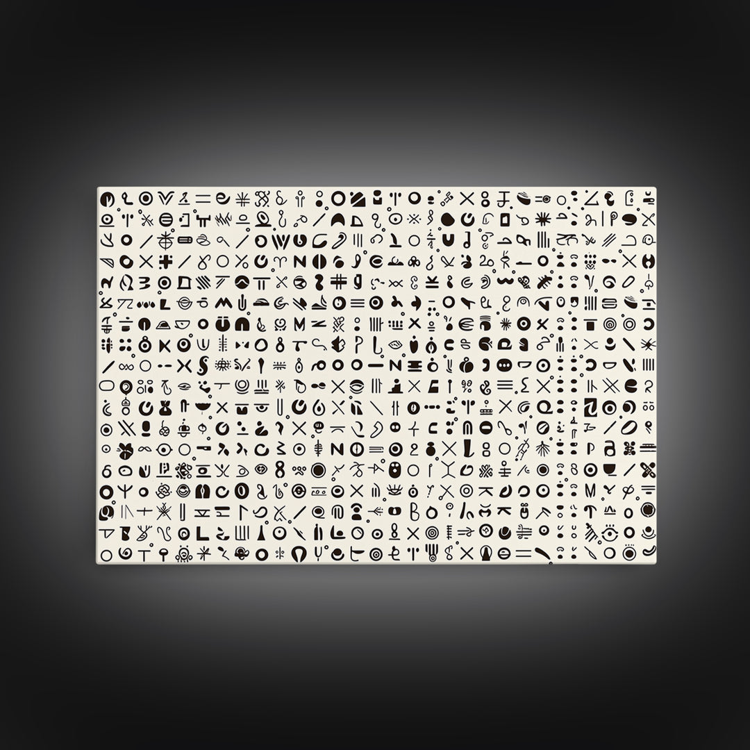 Adinkra Inspired Black Symbol Grid Wall Art, African Print Decor, Minimalist Tribal Pattern, Cultural Gallery Wall Art, Home Decor