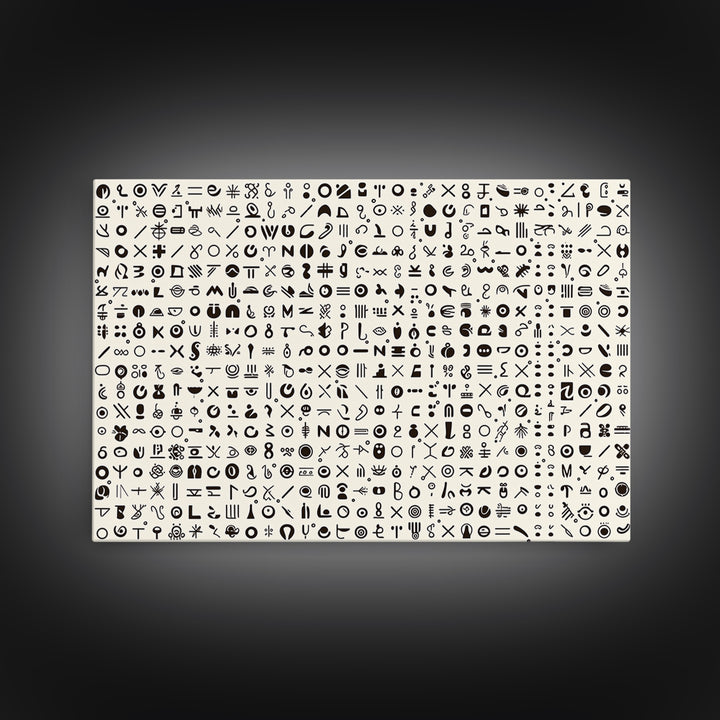 Adinkra Inspired Black Symbol Grid Wall Art, African Print Decor, Minimalist Tribal Pattern, Cultural Gallery Wall Art, Home Decor