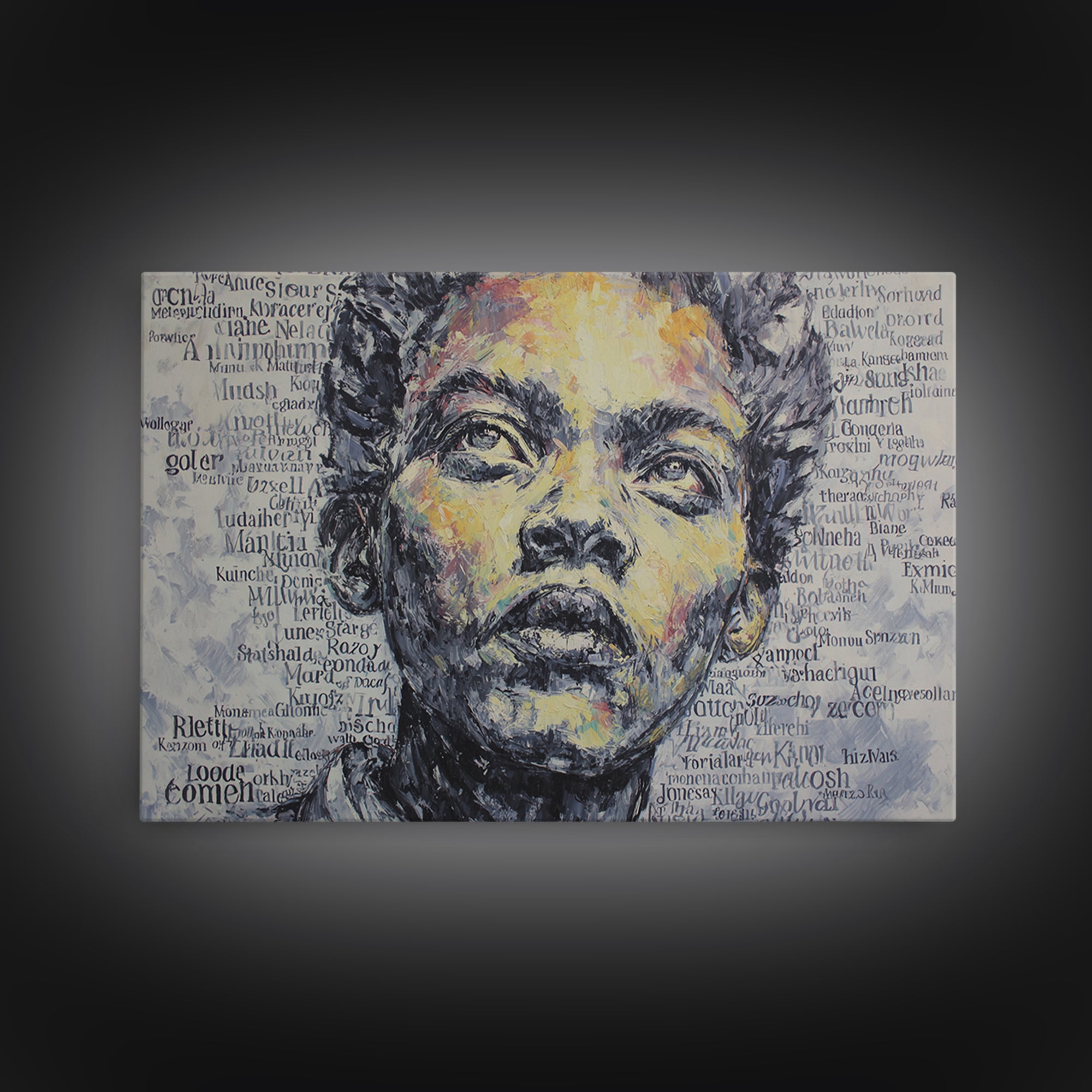Textured Black Woman Portrait With Words Wall Art, African American Art, Melanin Print, Empowerment Gift, Modern Home Decor