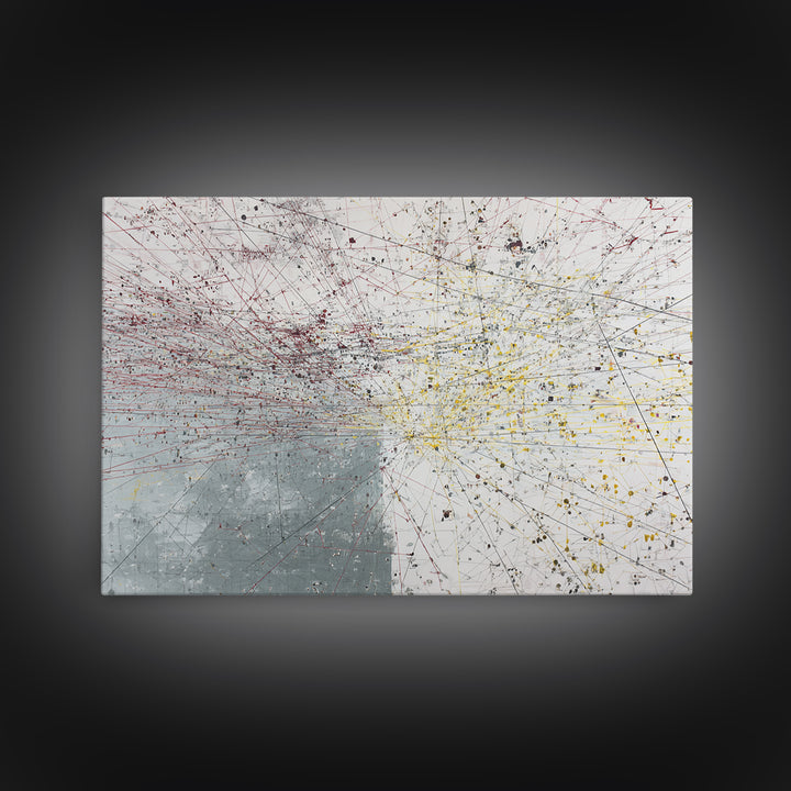 Red Yellow Network Abstract Painting, Minimalist Modern Wall Art, Contemporary Office Decor, Large Canvas Print Gift Artwork